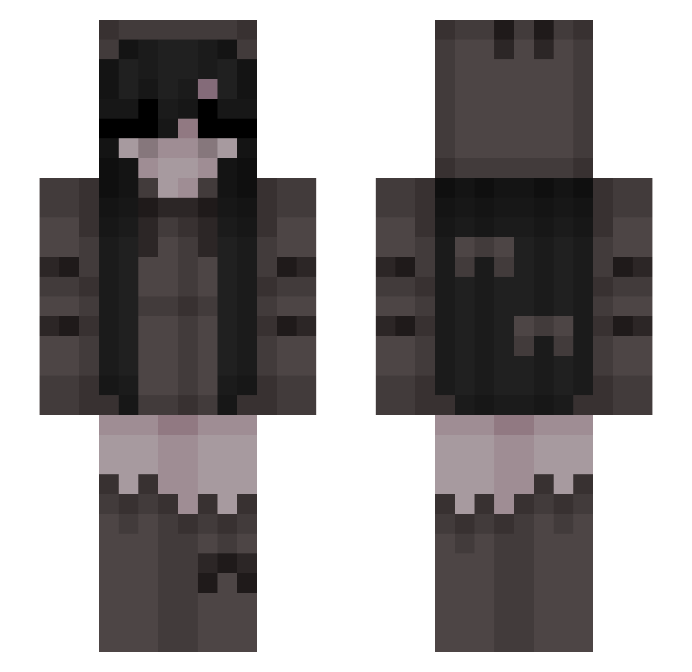 VoidedMC_ Minecraft skin, front and back view
