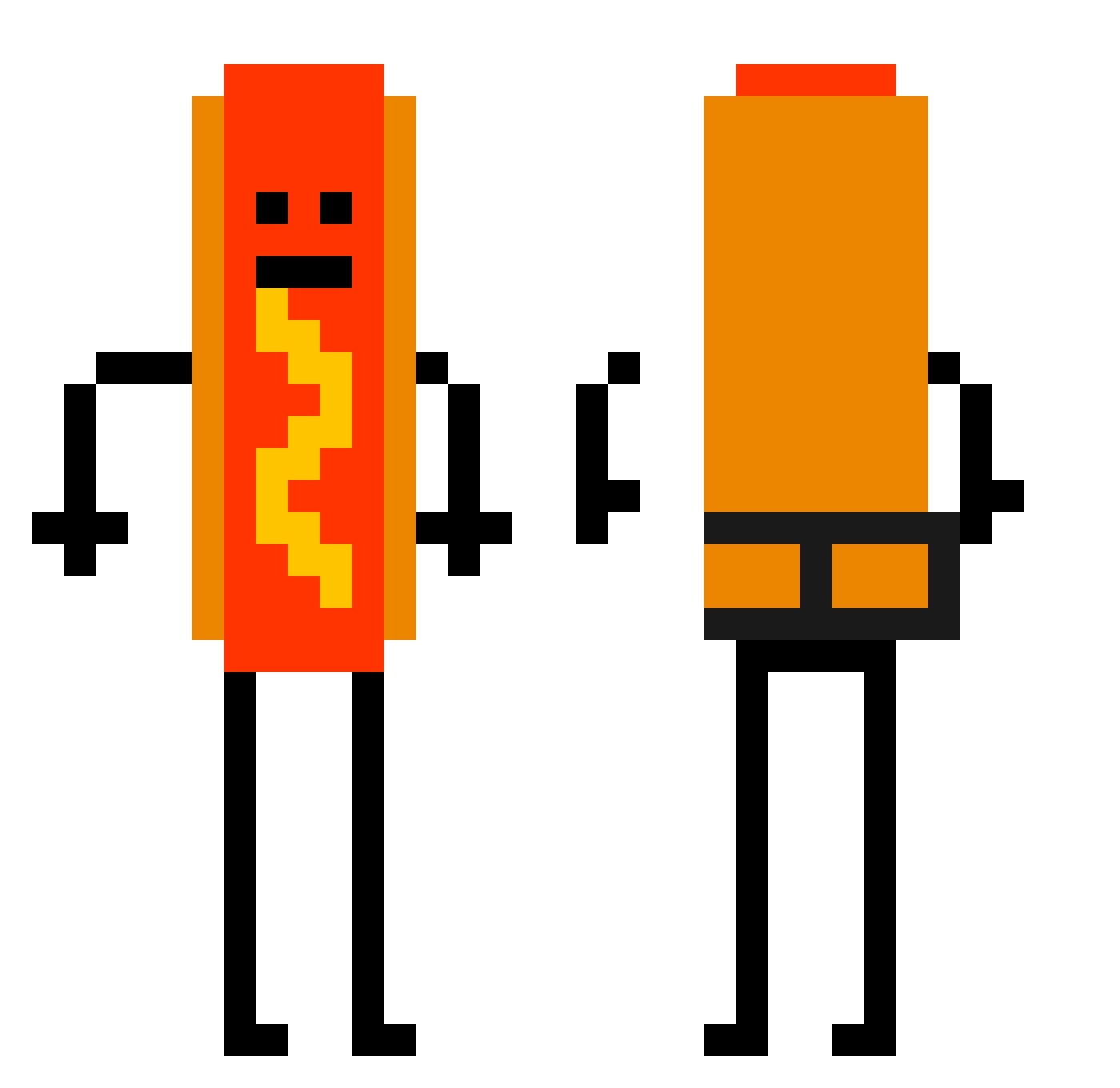 Pluckage Minecraft skin, front and back view