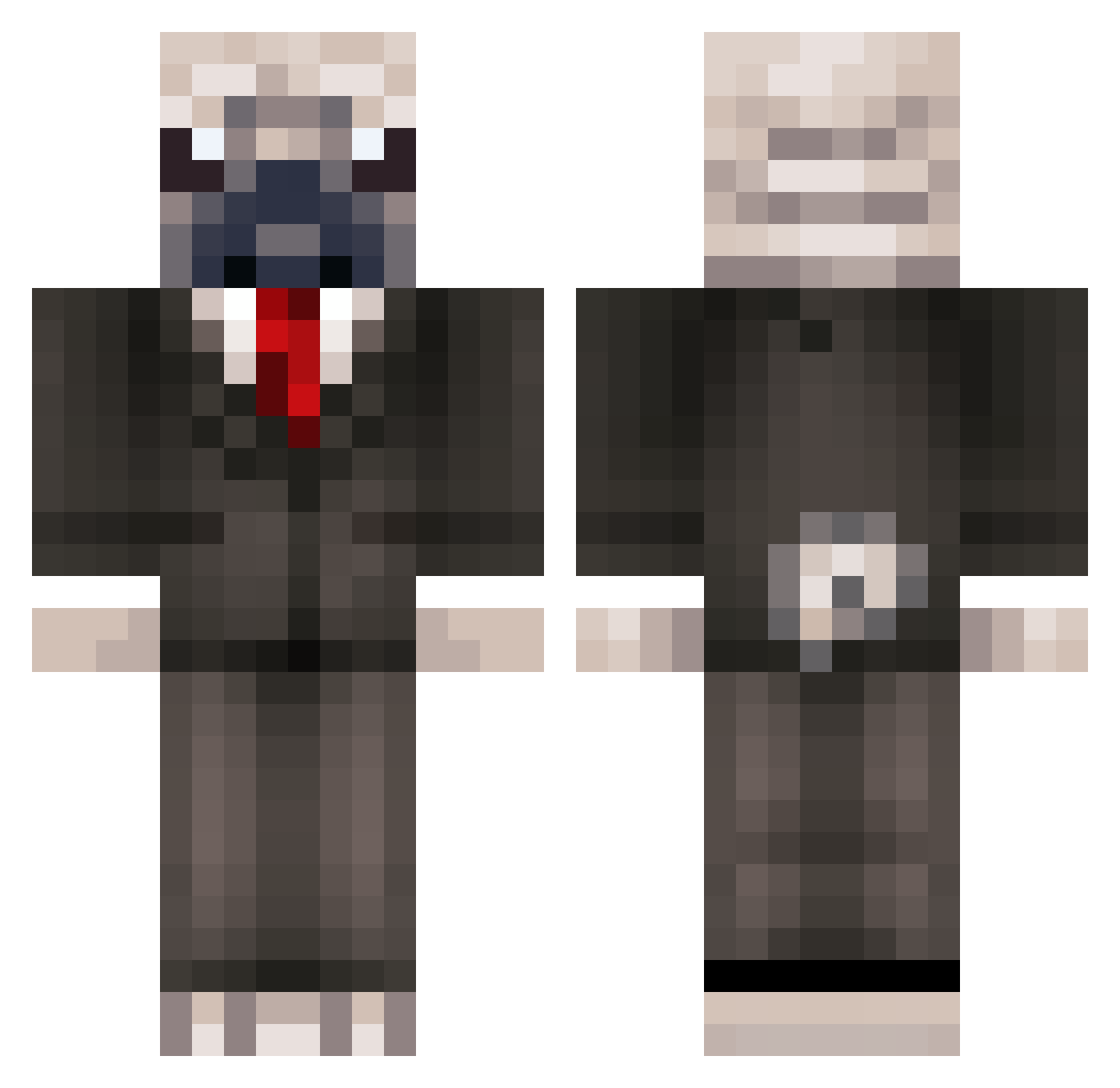 Pugman200 Minecraft skin, front and back view