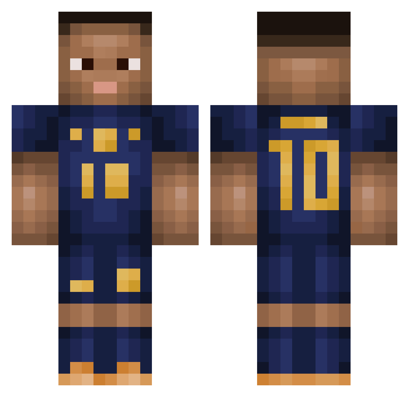PieceOBacon Minecraft skin, front and back view