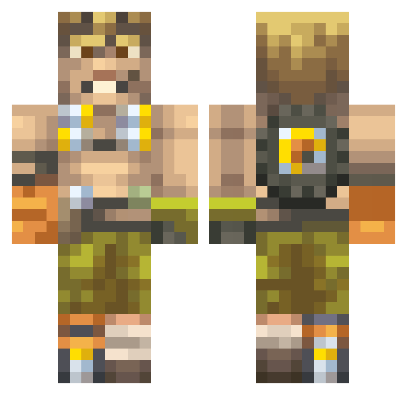 Astroph Minecraft skin, front and back view