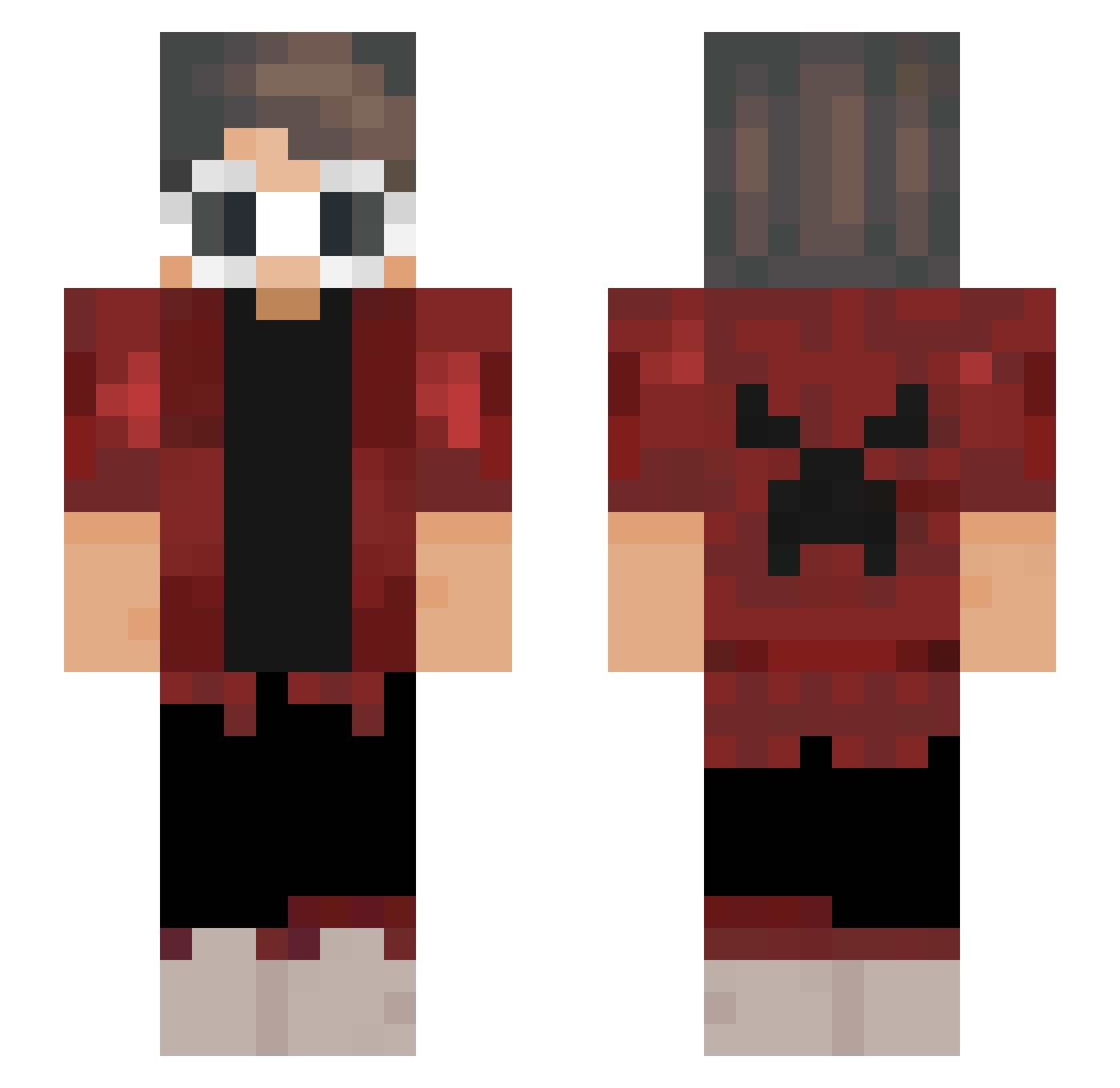 YN7X Minecraft skin, front and back view