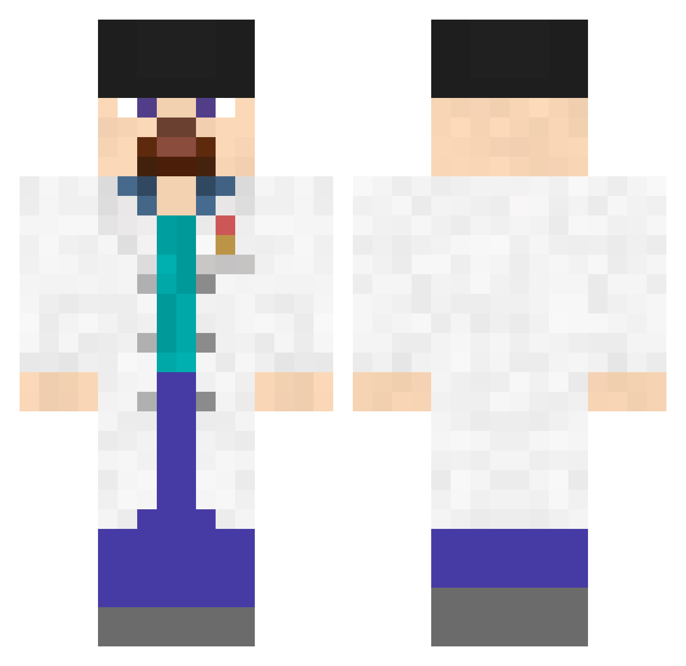 Dinnerbone Minecraft skin, front and back view