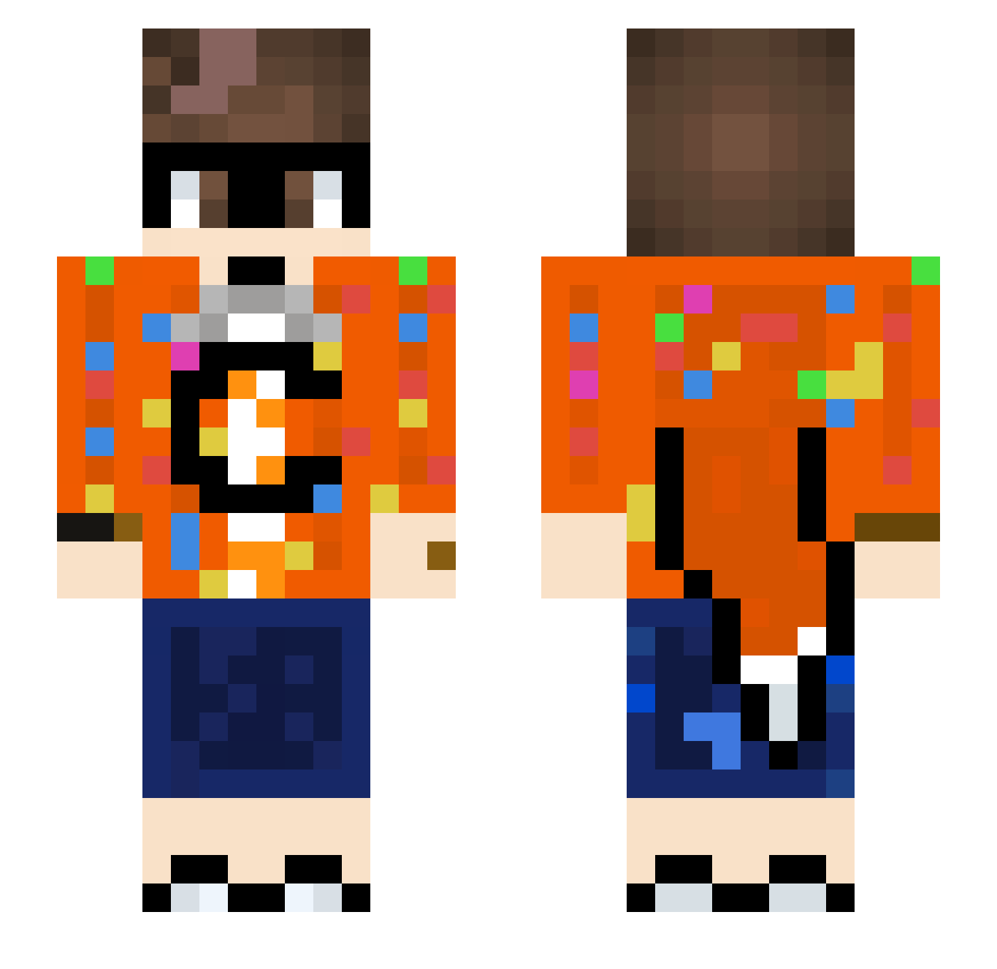 __Clever__ Minecraft skin, front and back view
