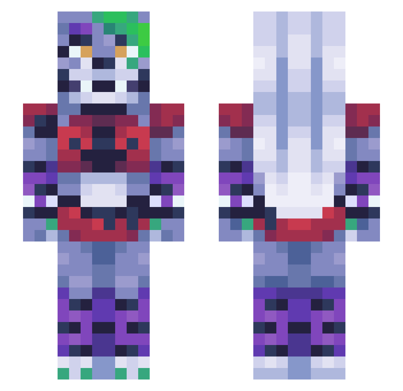 Frox115 Minecraft skin, front and back view