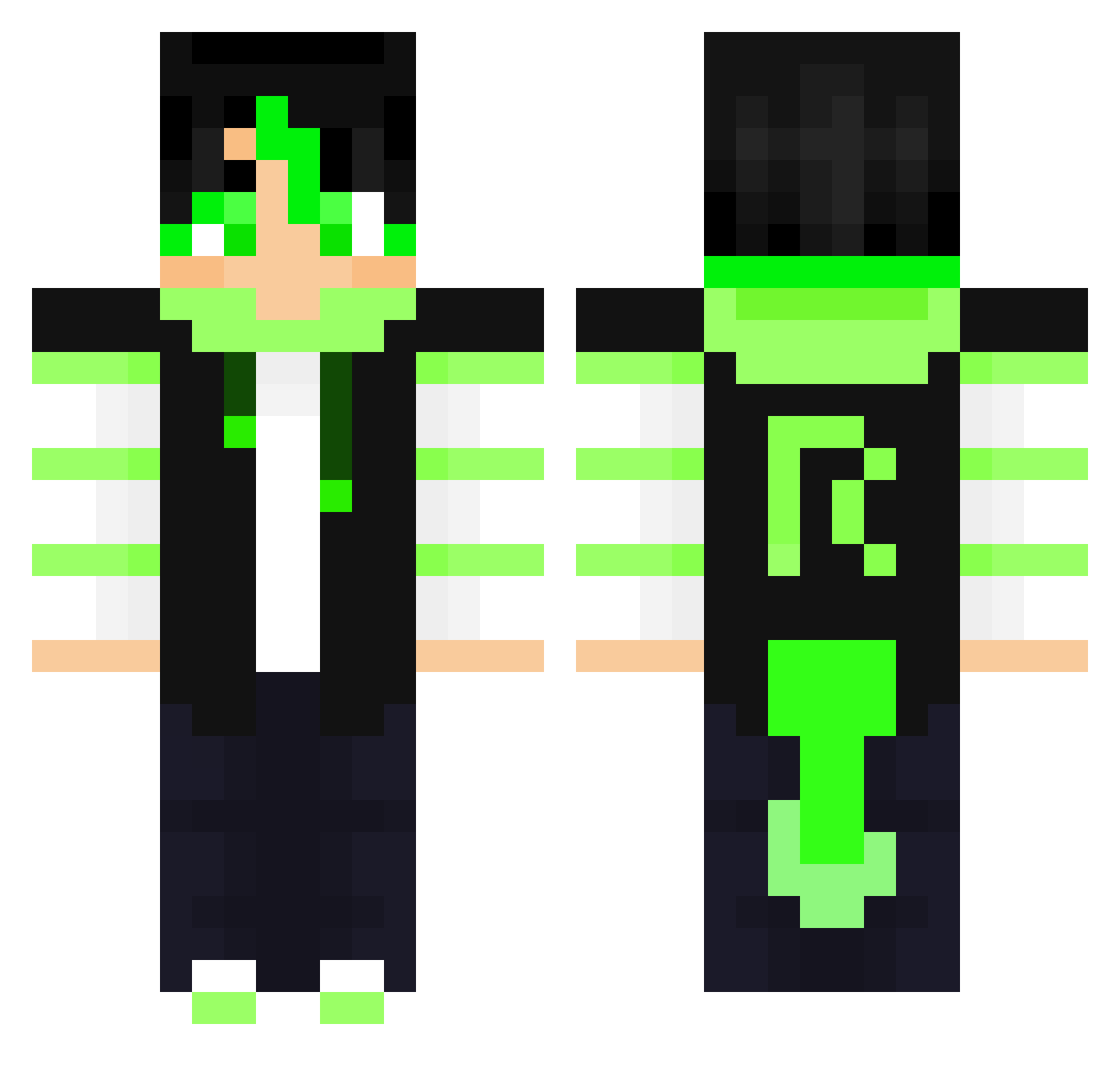 RayXero Minecraft skin, front and back view