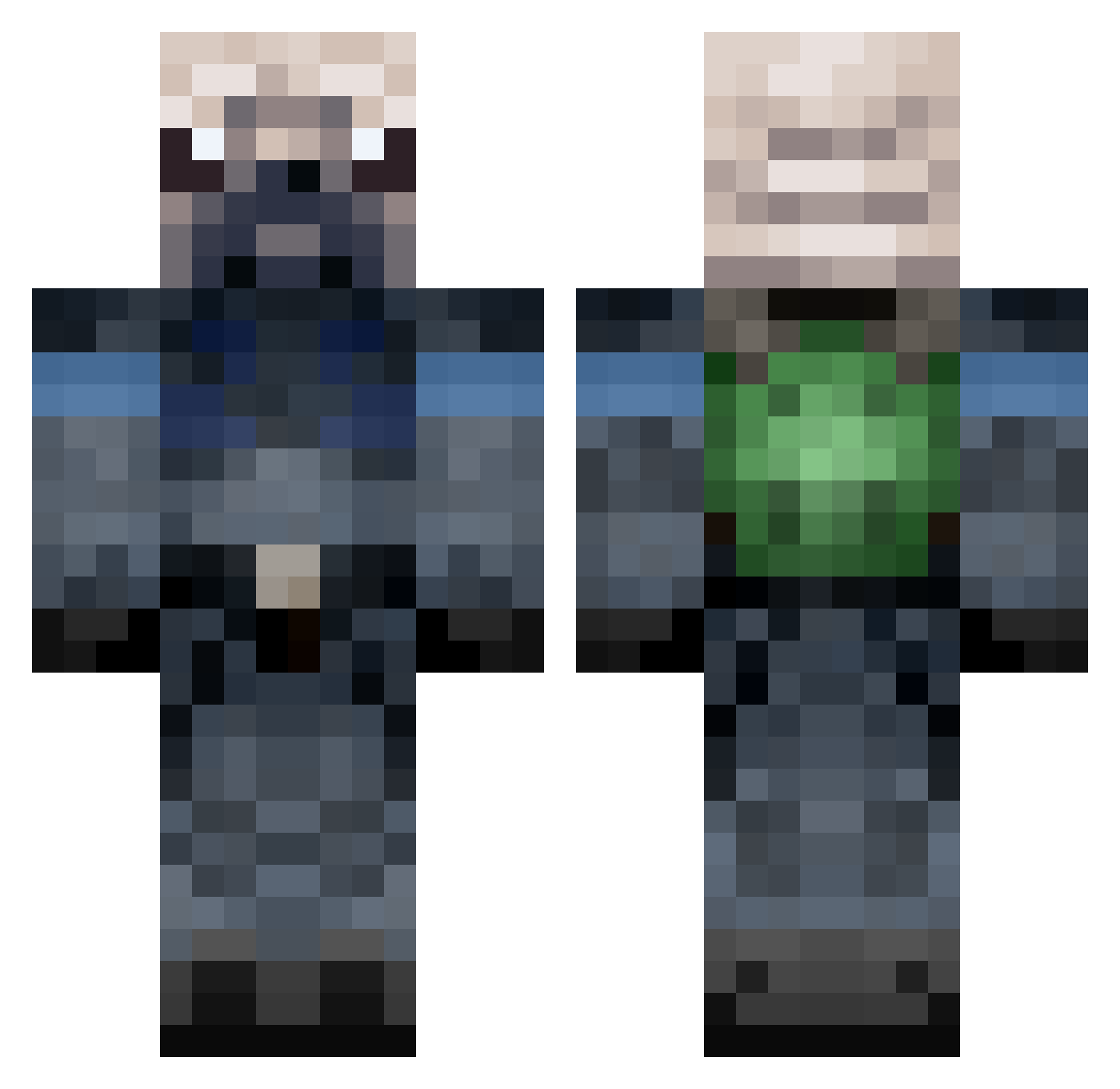 CaptainBarbos Minecraft skin, front and back view