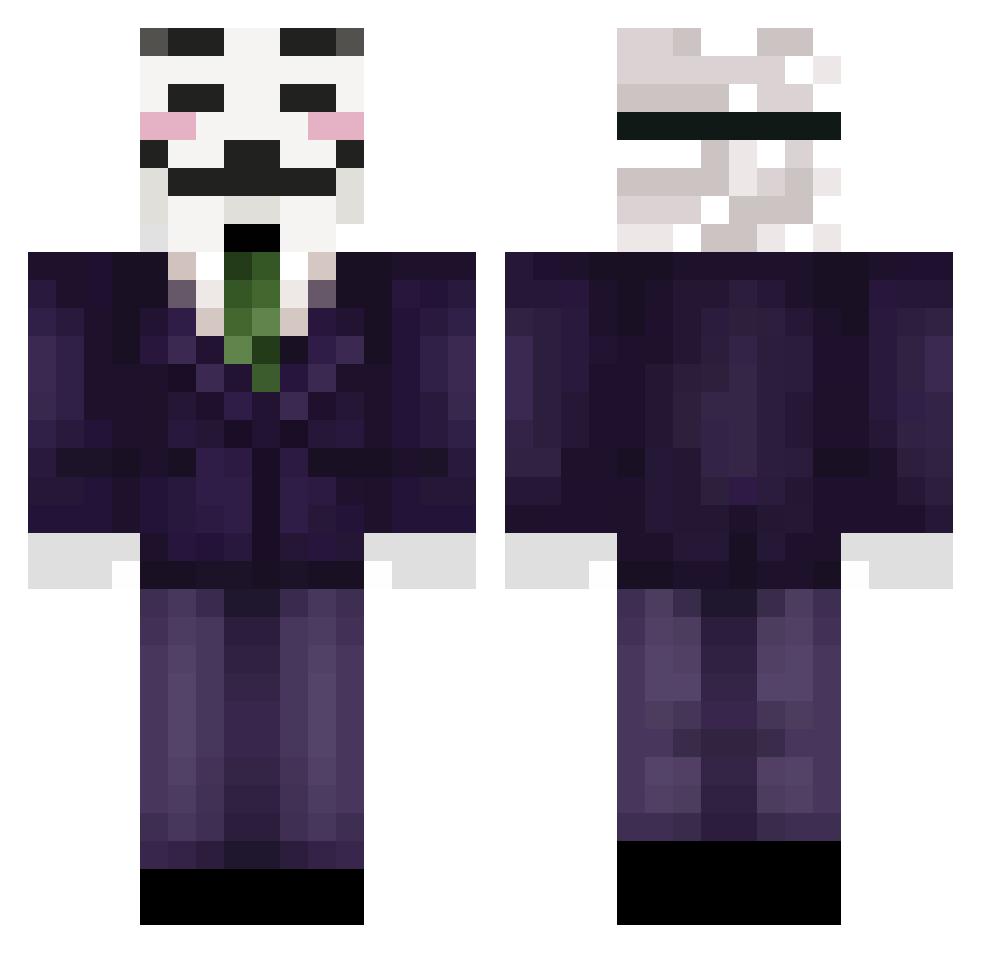 Executed Minecraft skin, front and back view