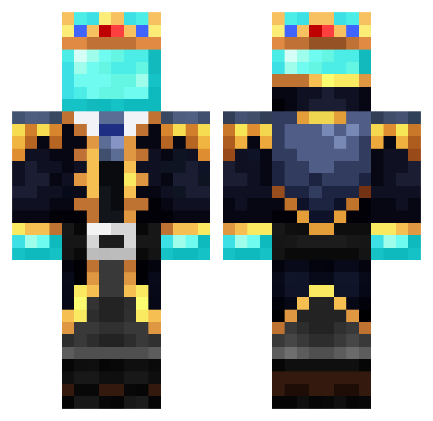 ItzDiamond1 Minecraft skin, front and back view