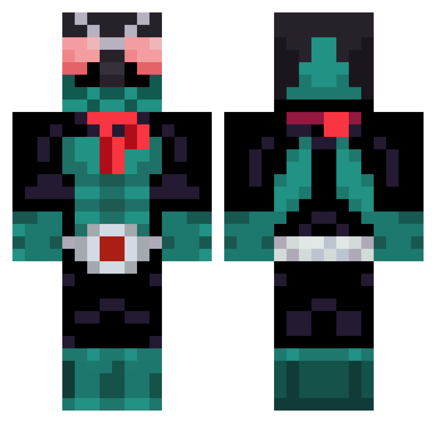 GuboGhoul Minecraft skin, front and back view