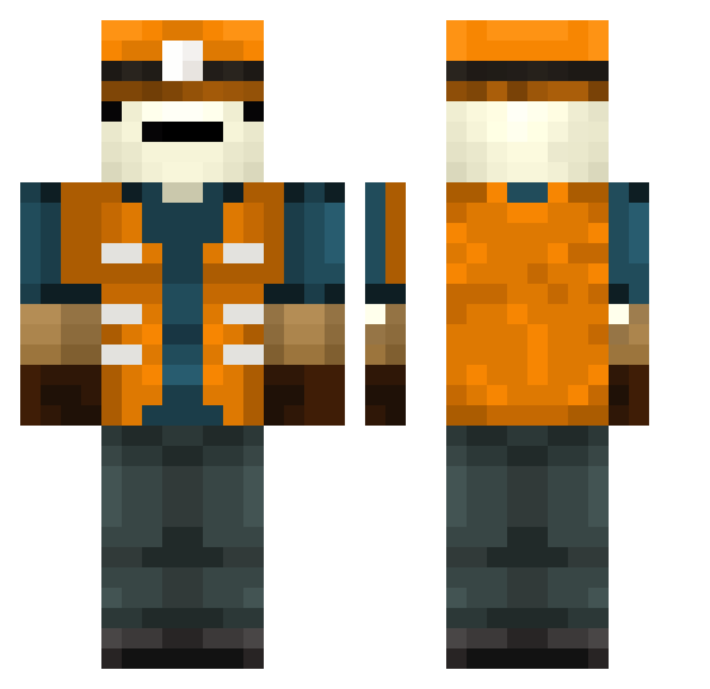 Skyduude Minecraft skin, front and back view