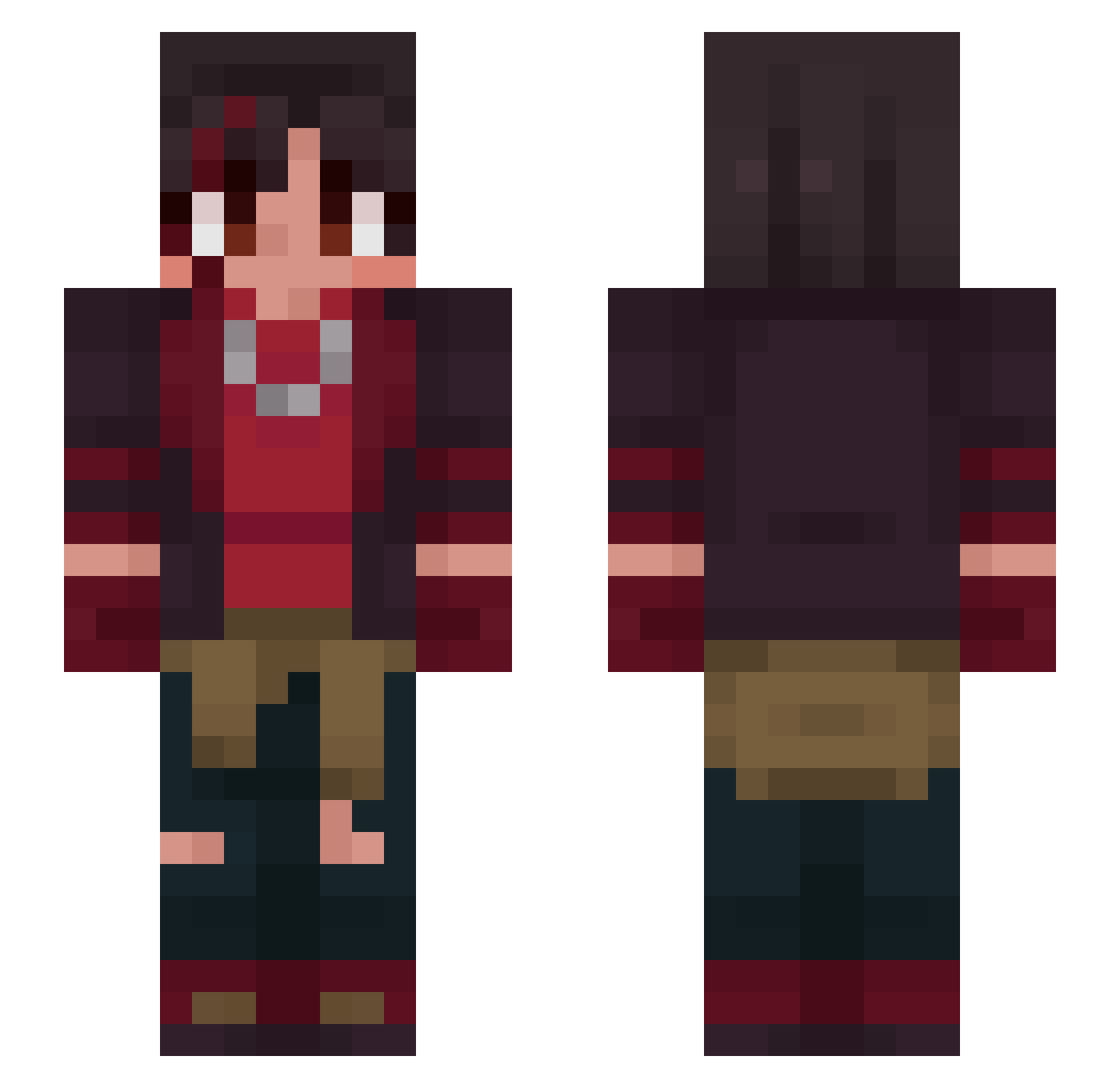 UvaMofada Minecraft skin, front and back view