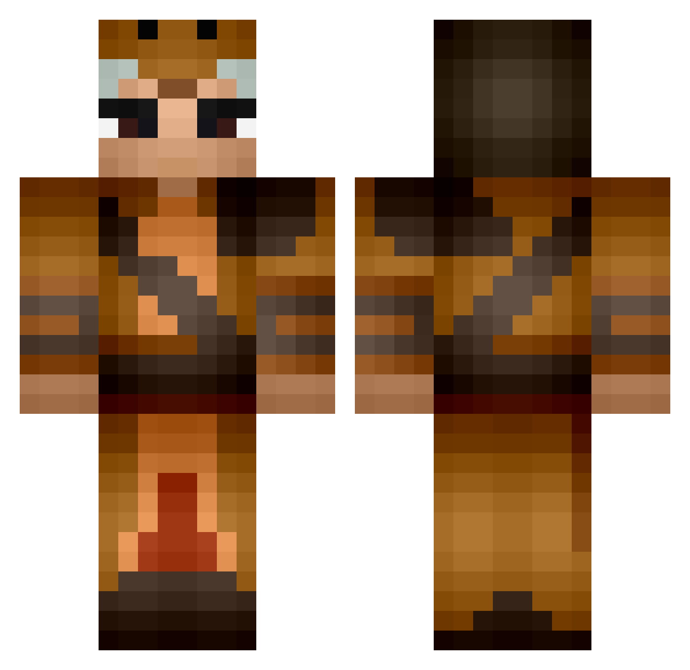 FeoLeo Minecraft skin, front and back view