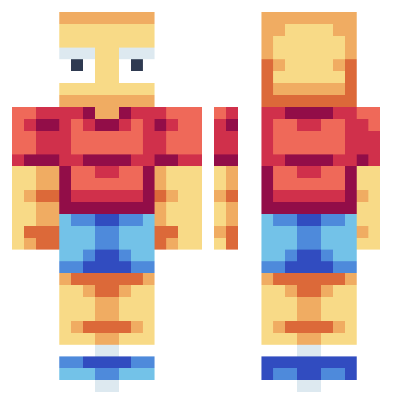 Folksville_Woody Minecraft skin, front and back view