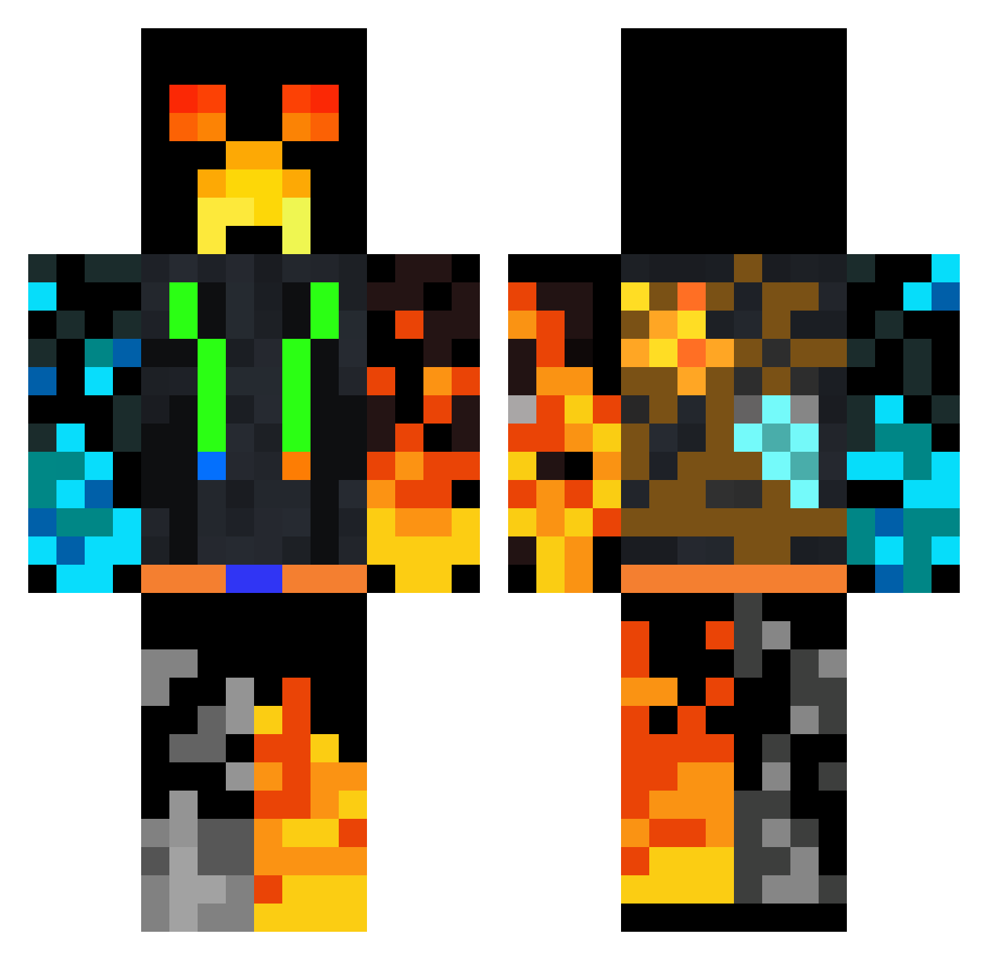 Submerges Minecraft skin, front and back view