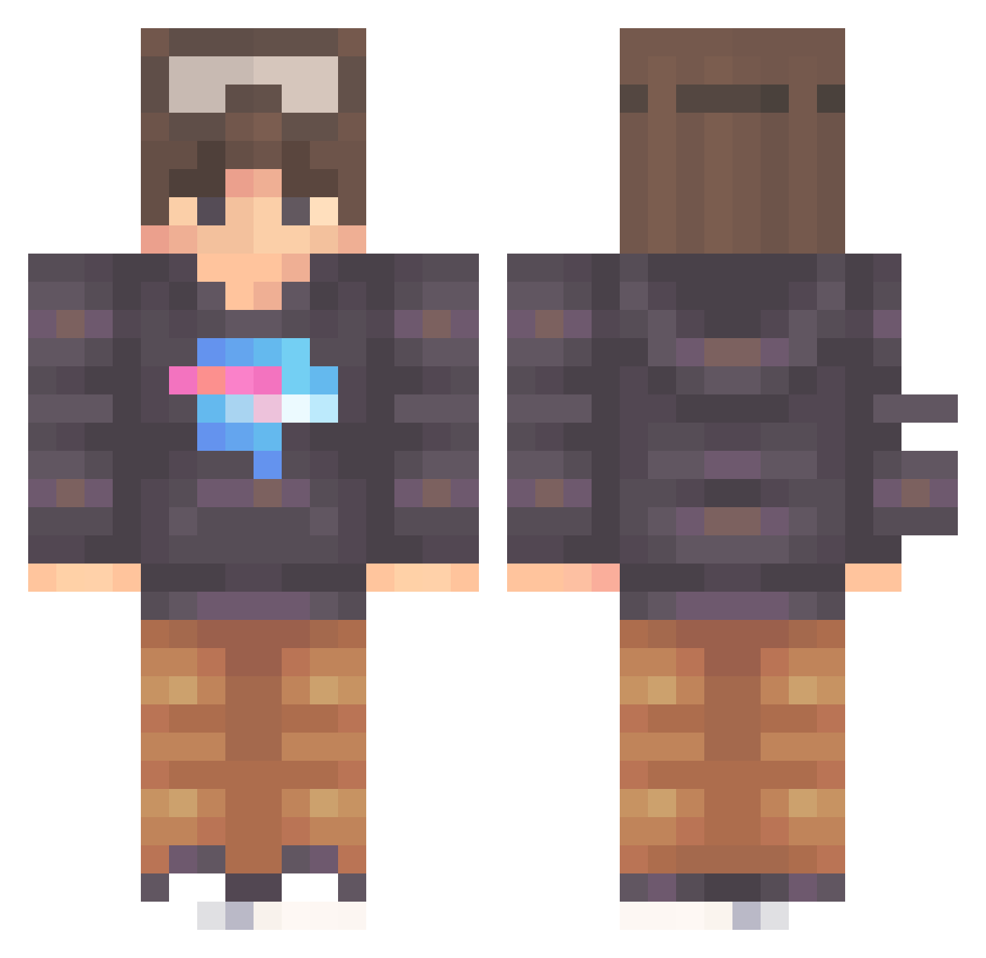 MiniBuzik Minecraft skin, front and back view