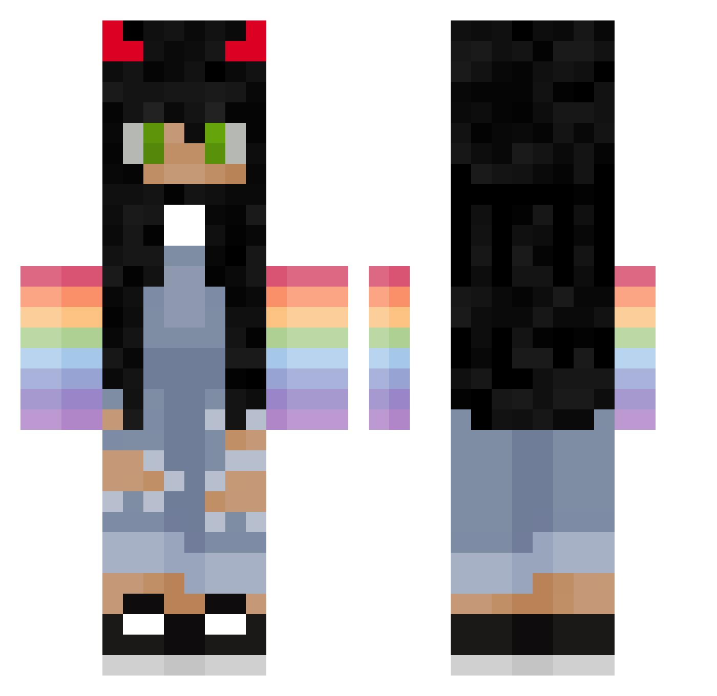 bootyslaayer Minecraft skin, front and back view