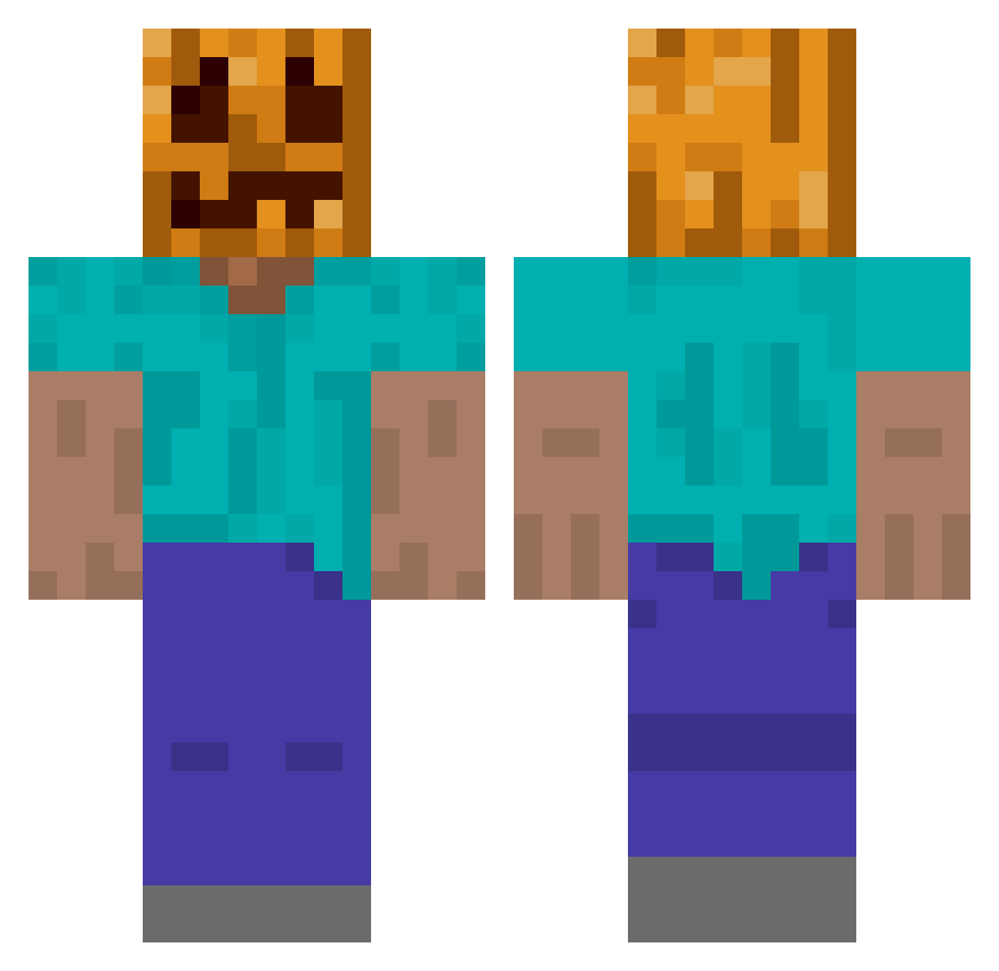 Redded666 Minecraft skin, front and back view