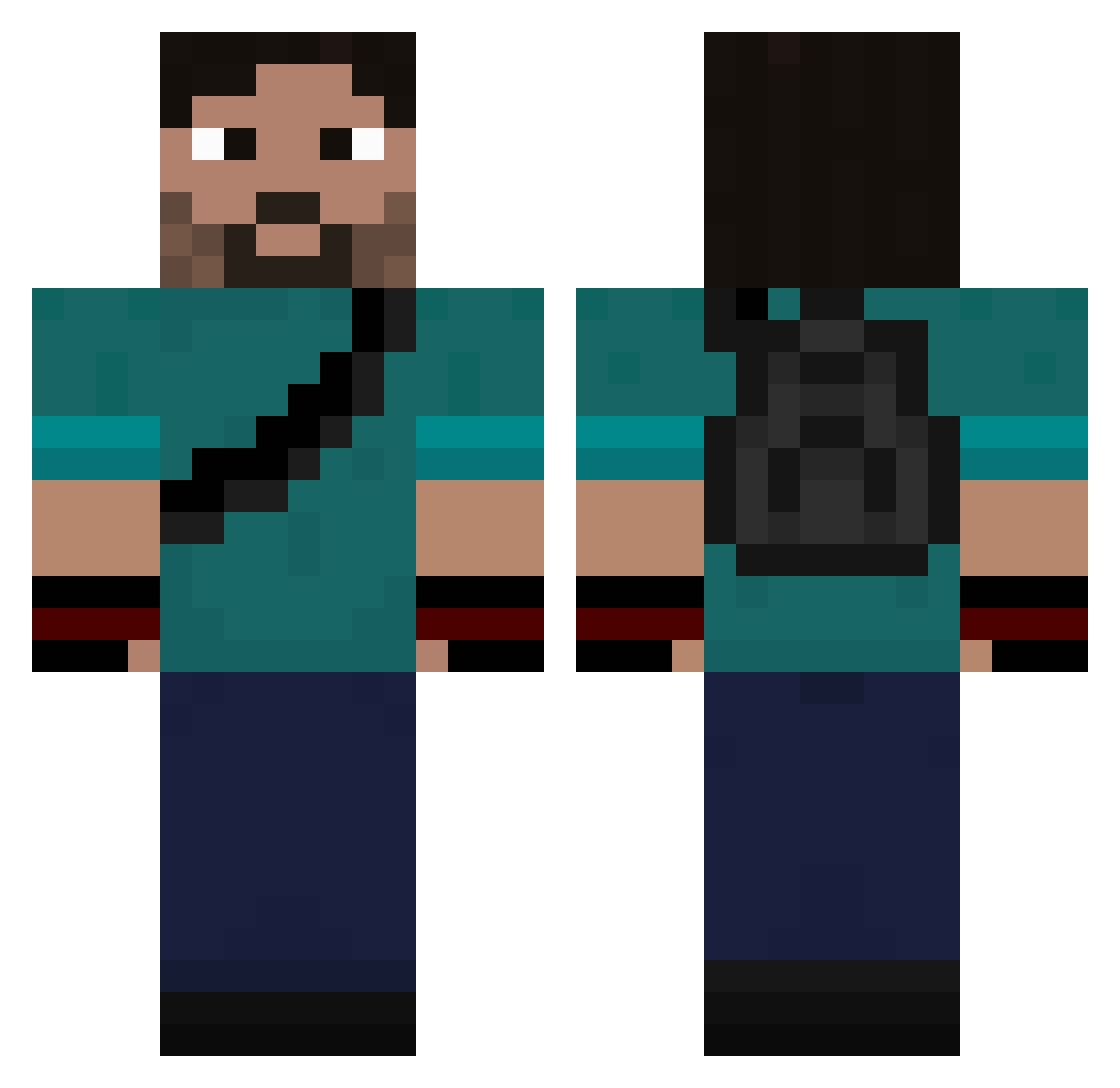 Redust Minecraft skin, front and back view