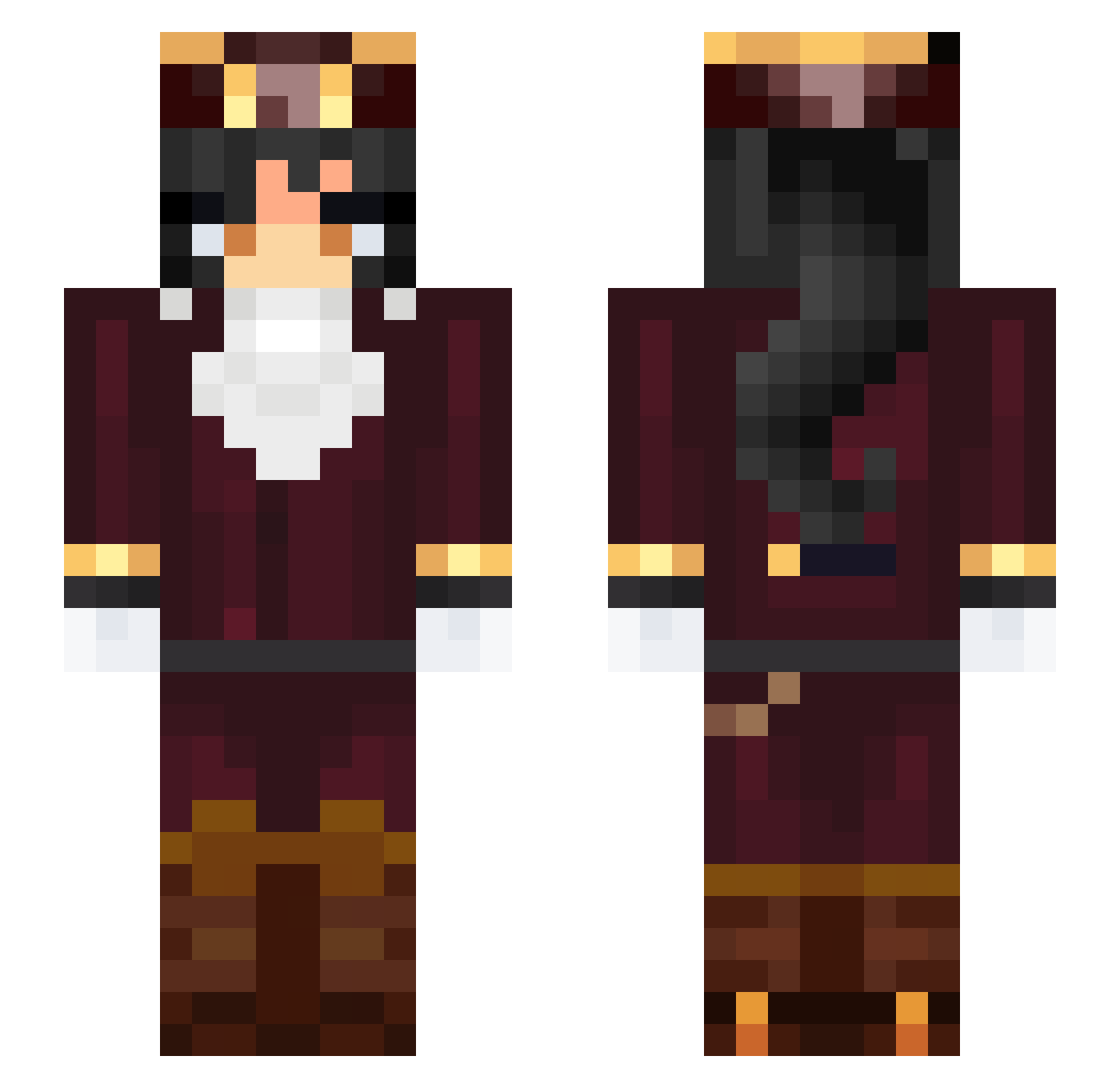 jastUCka Minecraft skin, front and back view
