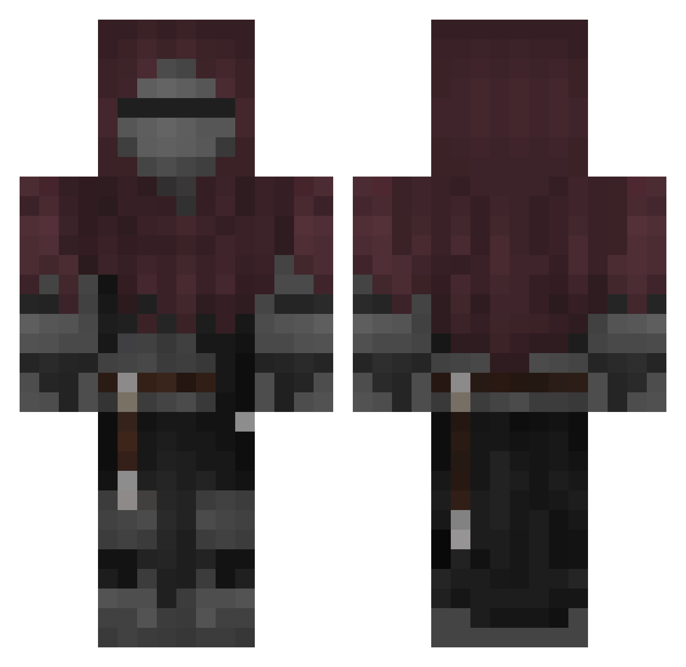 InvisiblePilot Minecraft skin, front and back view