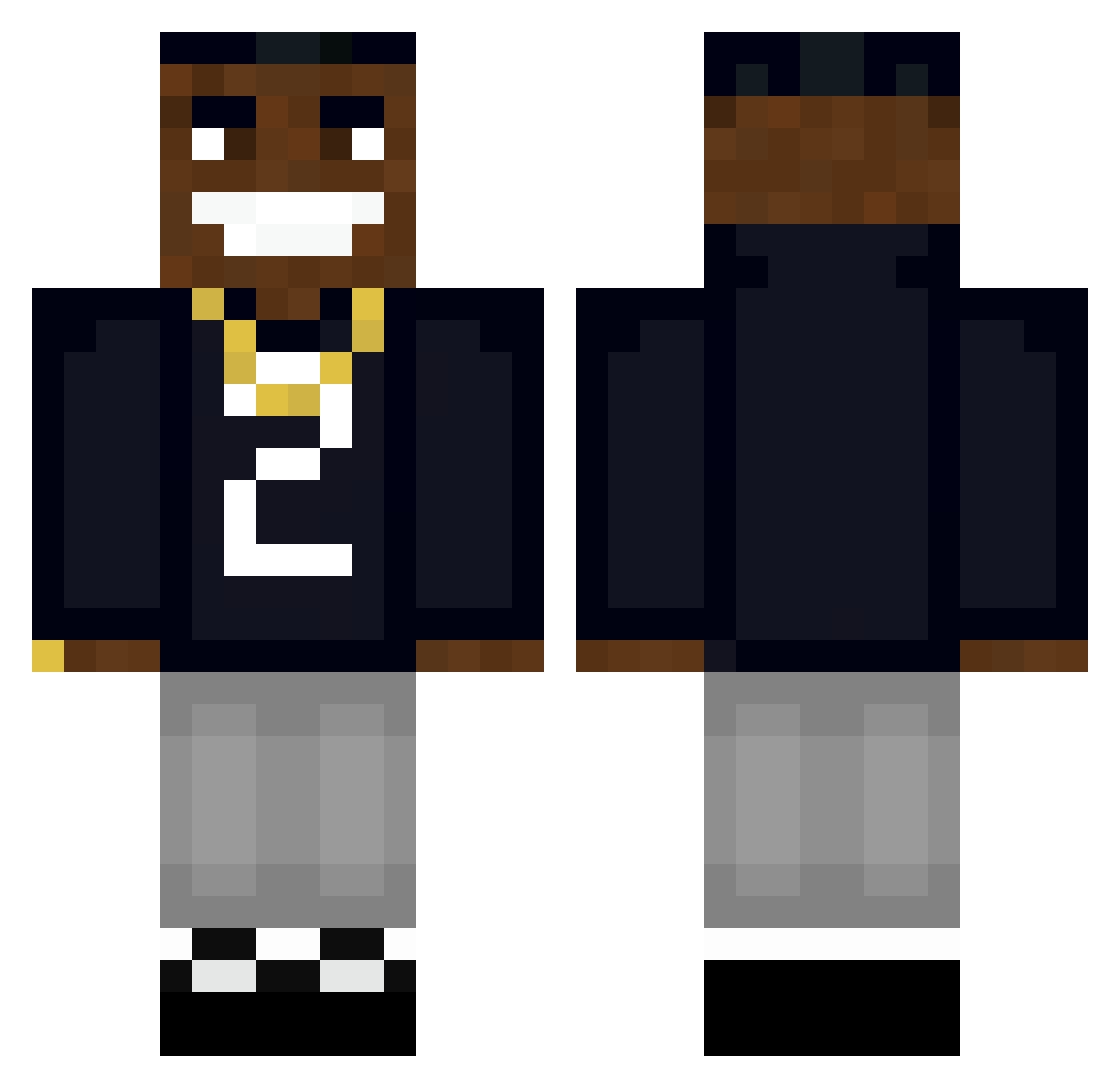 Spli Minecraft skin, front and back view