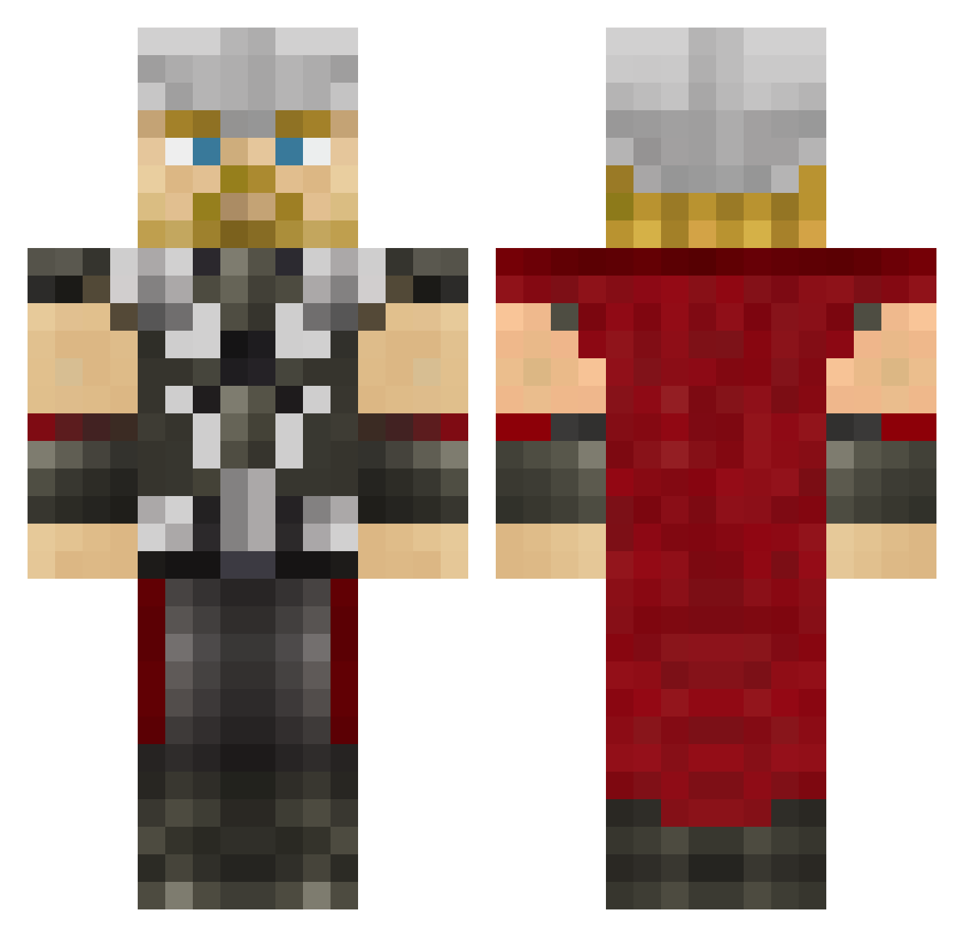 Heroking1337 Minecraft skin, front and back view