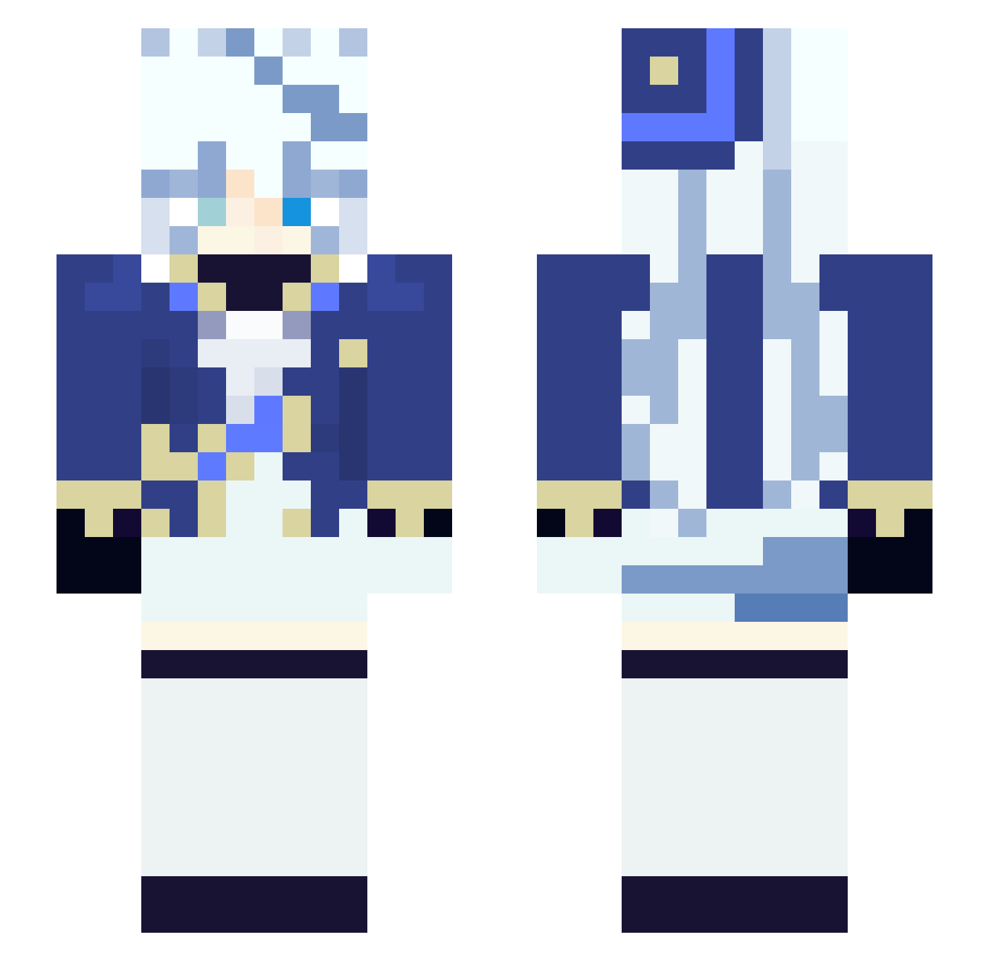 Milkysuede Minecraft skin, front and back view