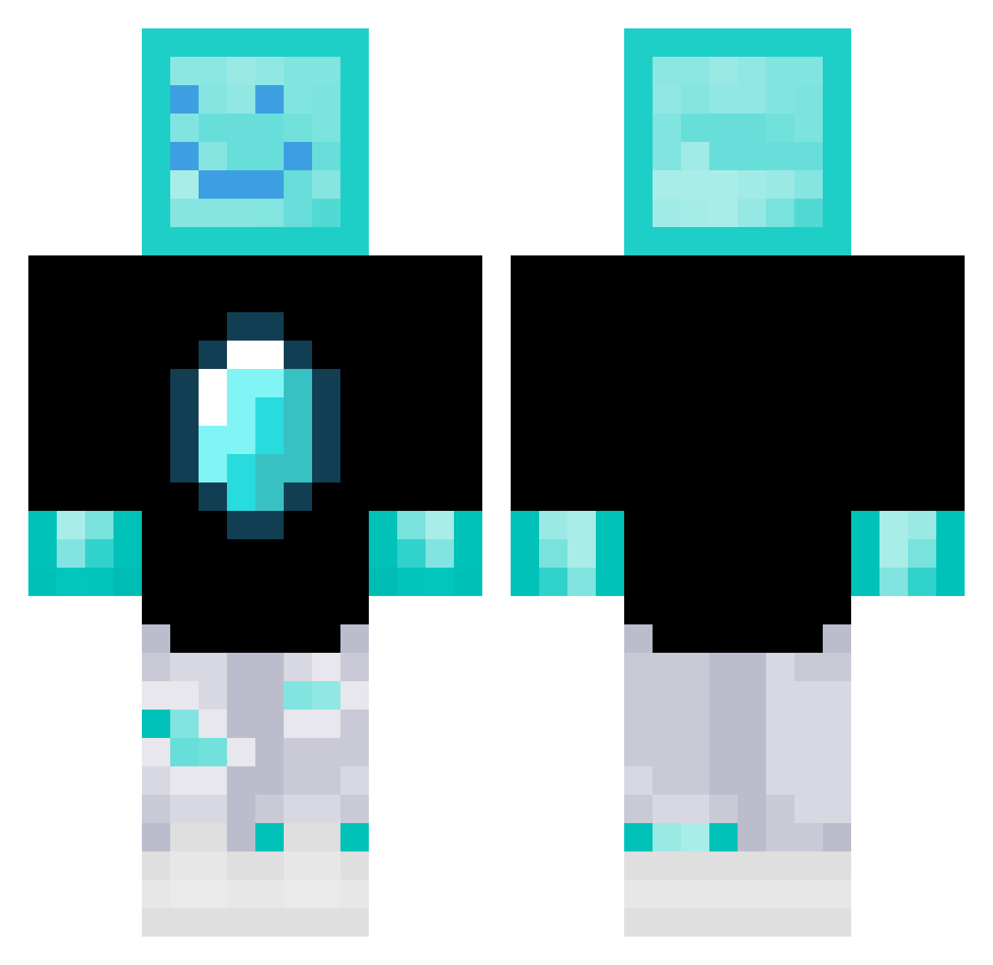 Hepic Minecraft skin, front and back view