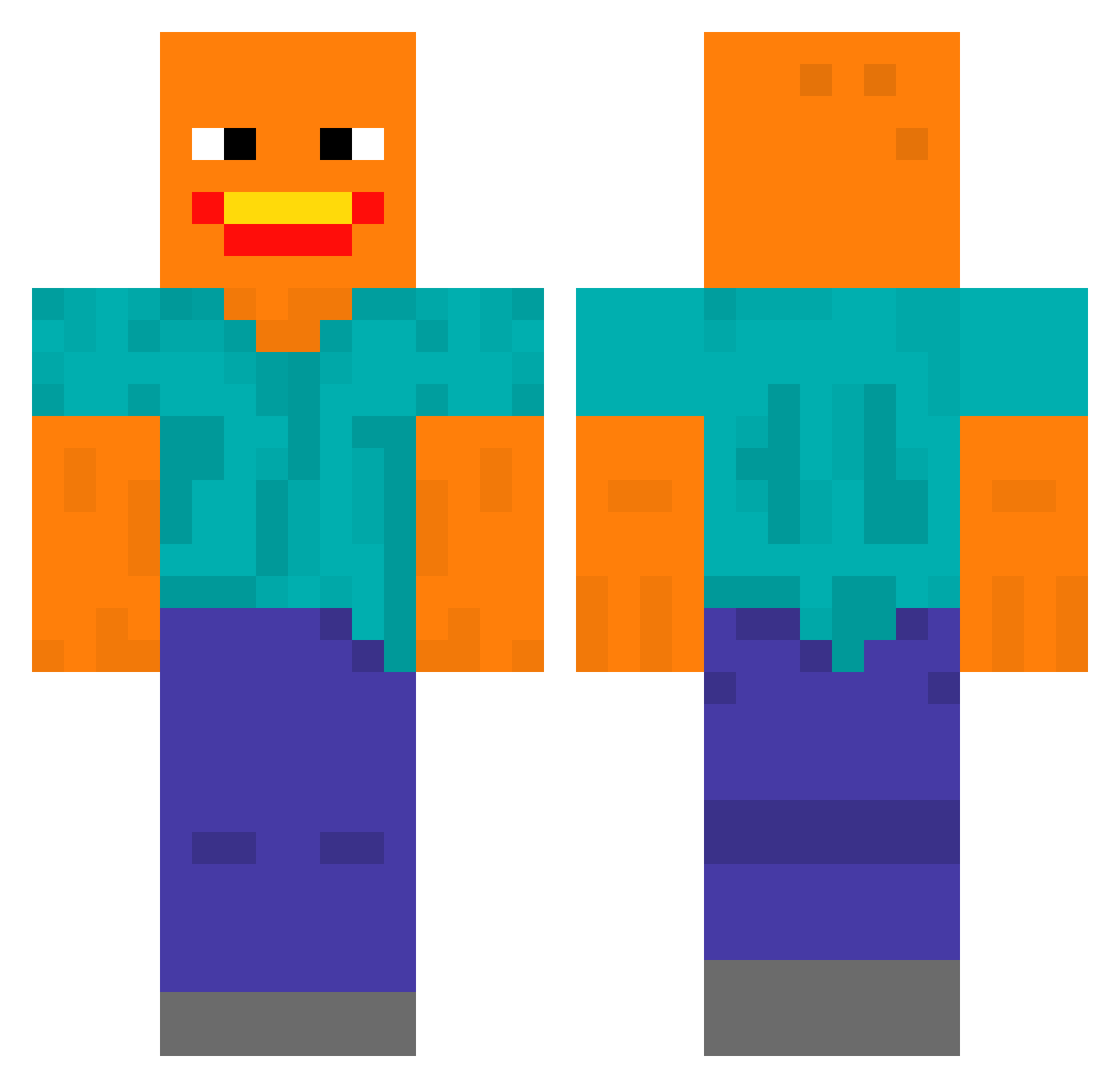 Youthewho Minecraft skin, front and back view
