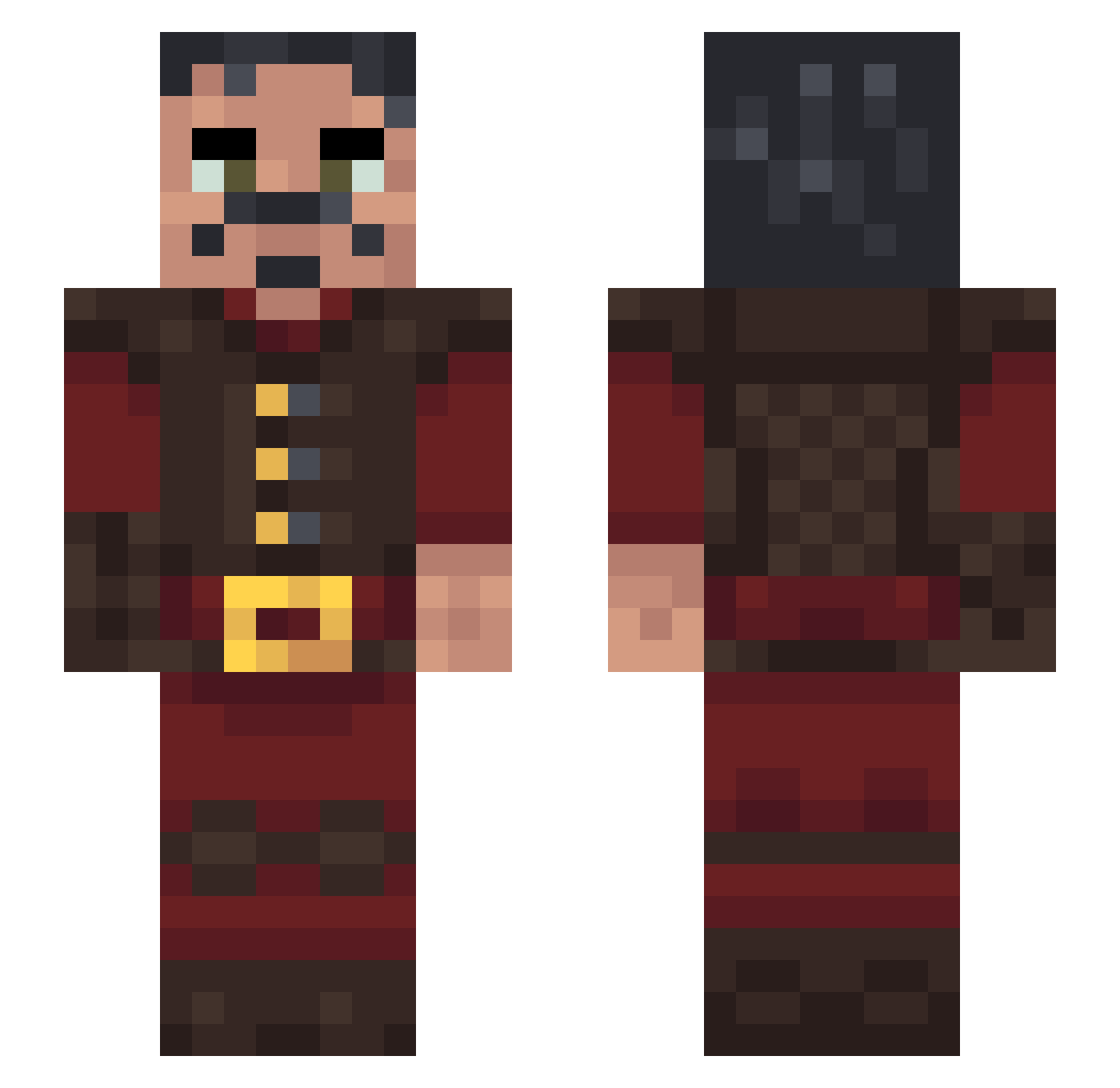 ArdentSpark Minecraft skin, front and back view