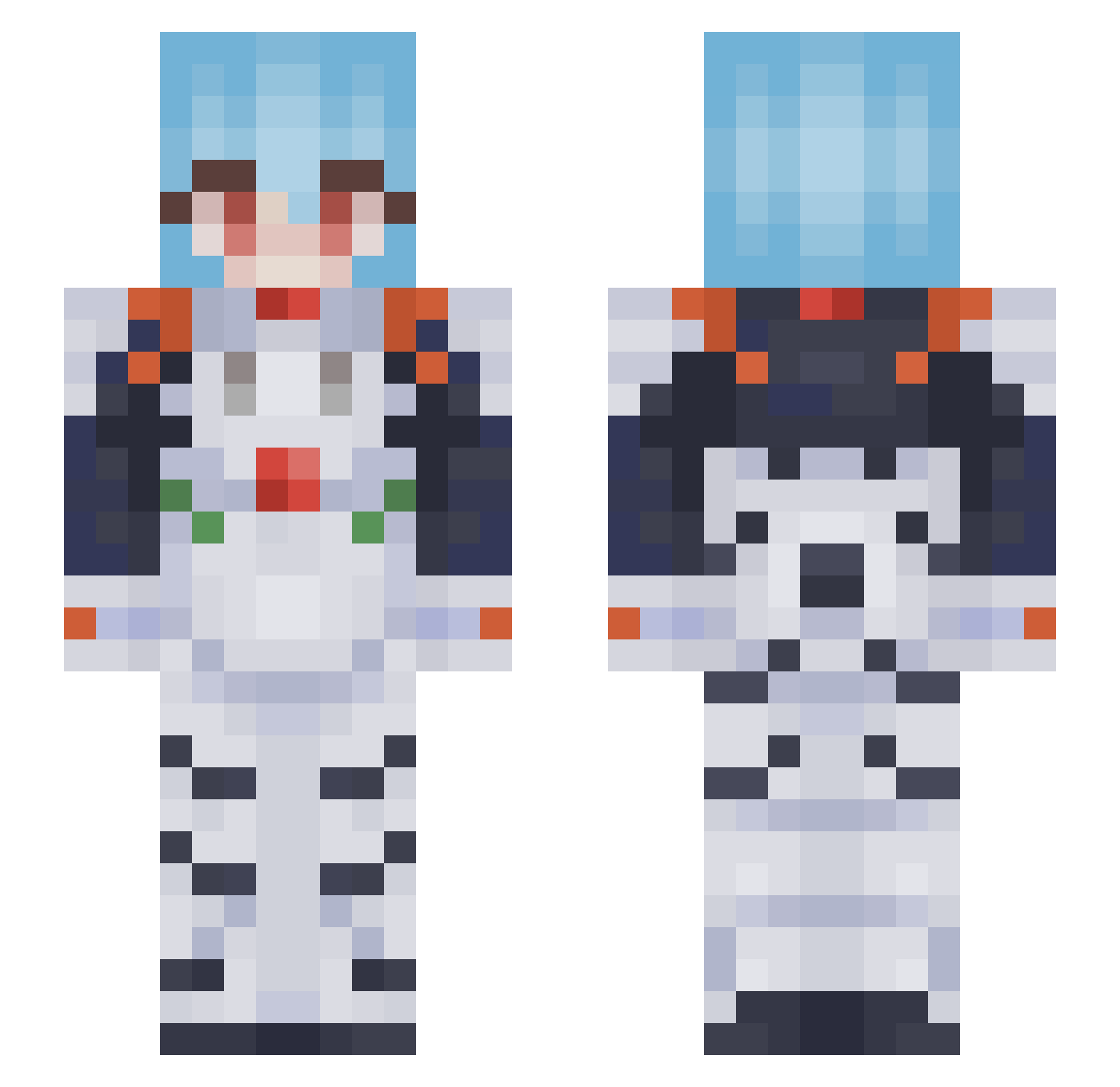 eightgirl Minecraft skin, front and back view