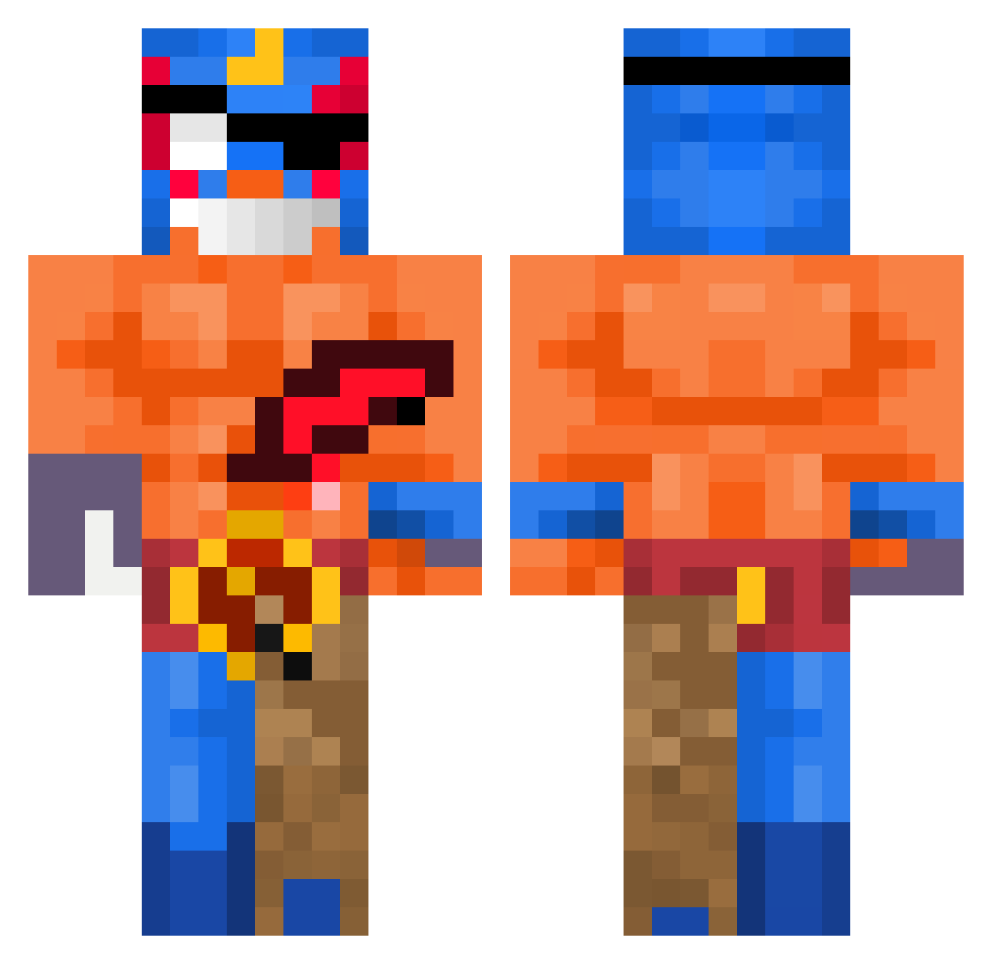 Levelkapitein Minecraft skin, front and back view