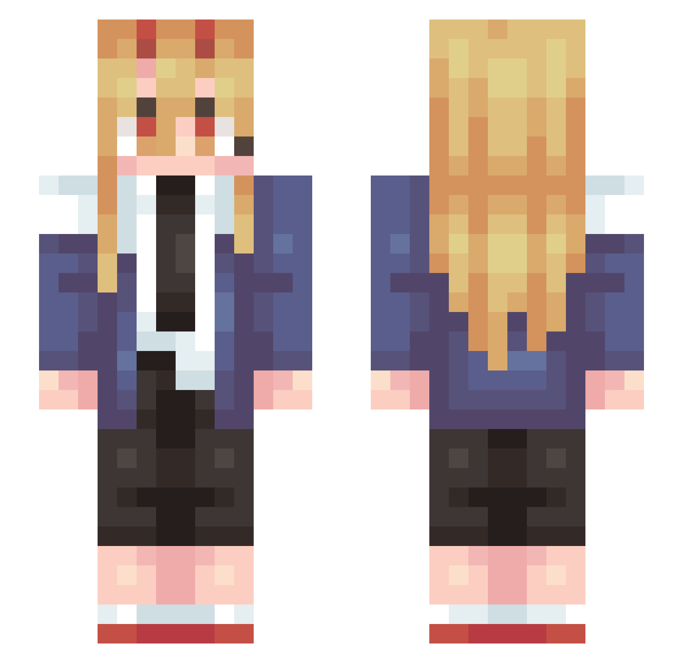 Cynuise Minecraft skin, front and back view