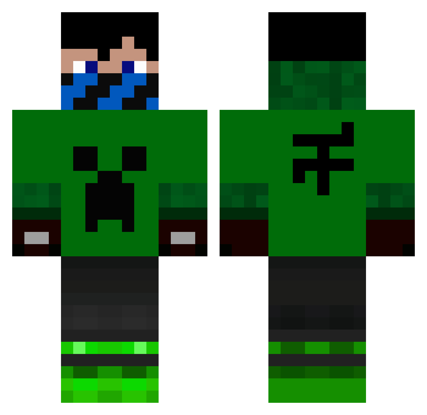 rueRaTR Minecraft skin, front and back view