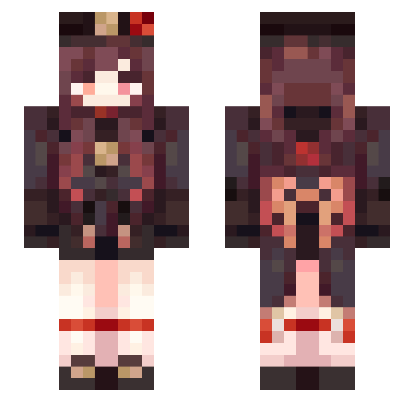 ArinaYellow Minecraft skin, front and back view
