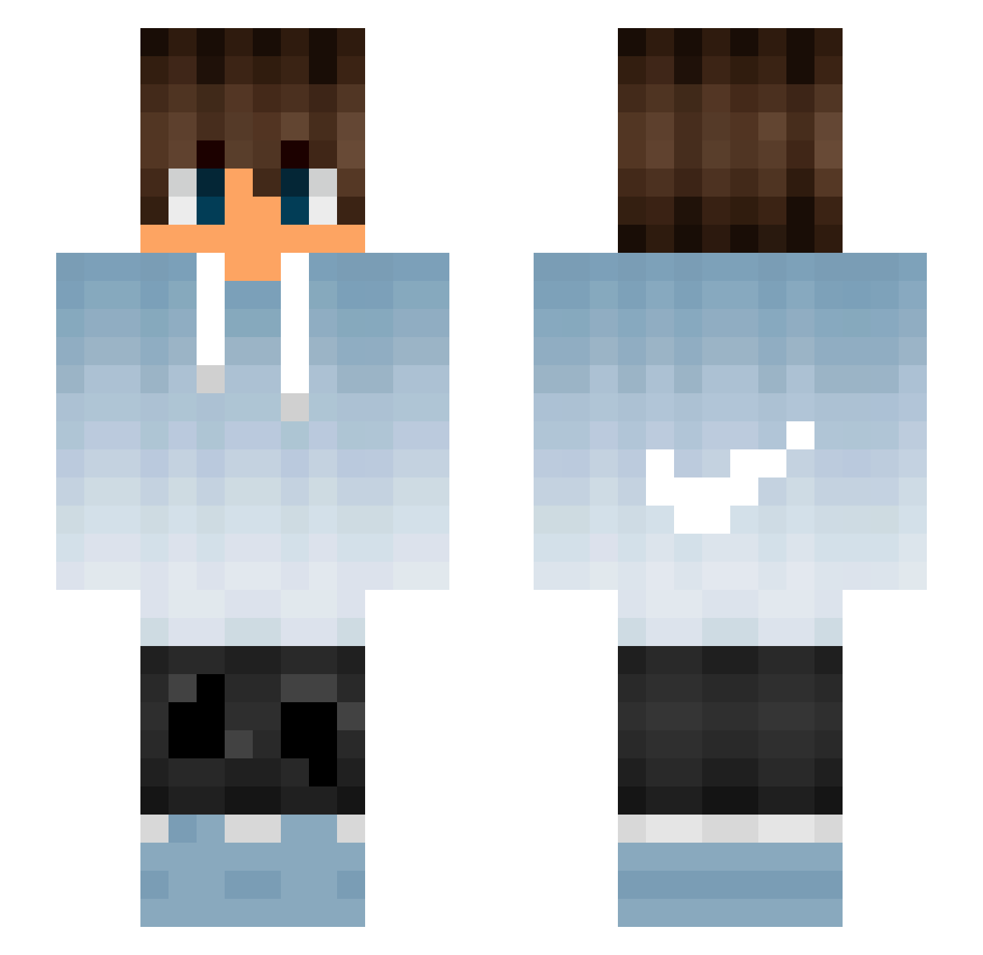 Salique Minecraft skin, front and back view