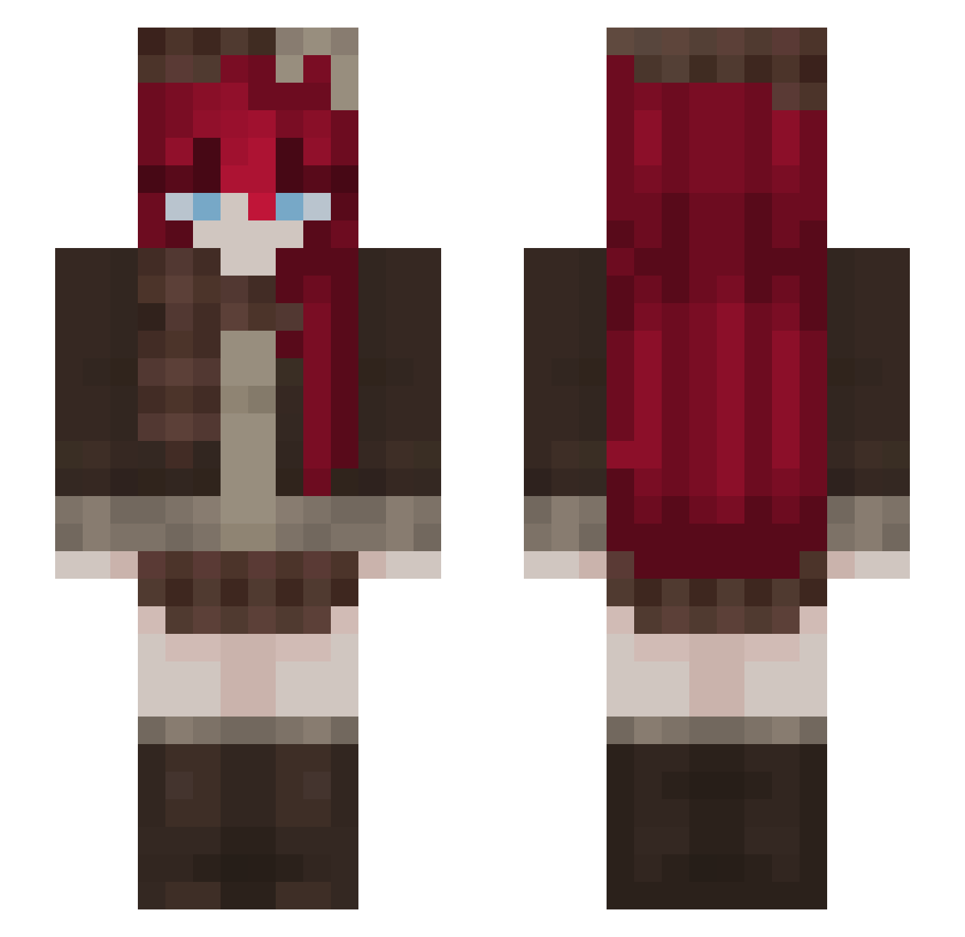 girlcringe Minecraft skin, front and back view