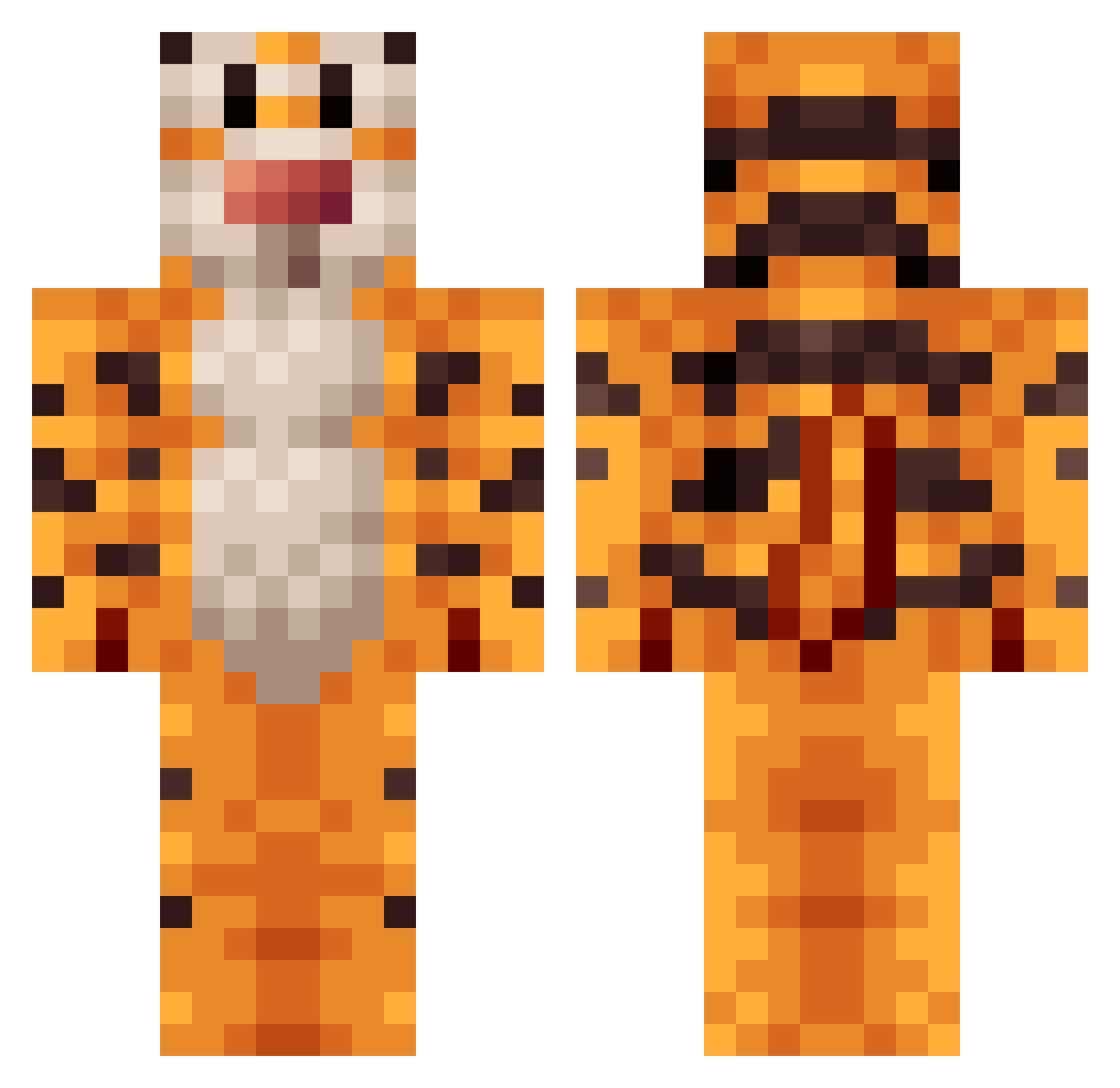 6ftvert Minecraft skin, front and back view