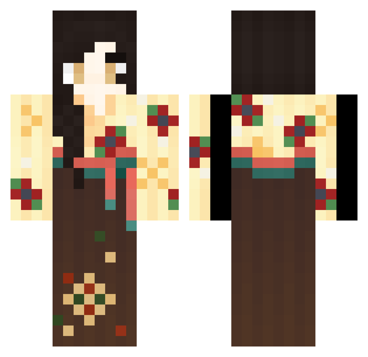 humanises Minecraft skin, front and back view