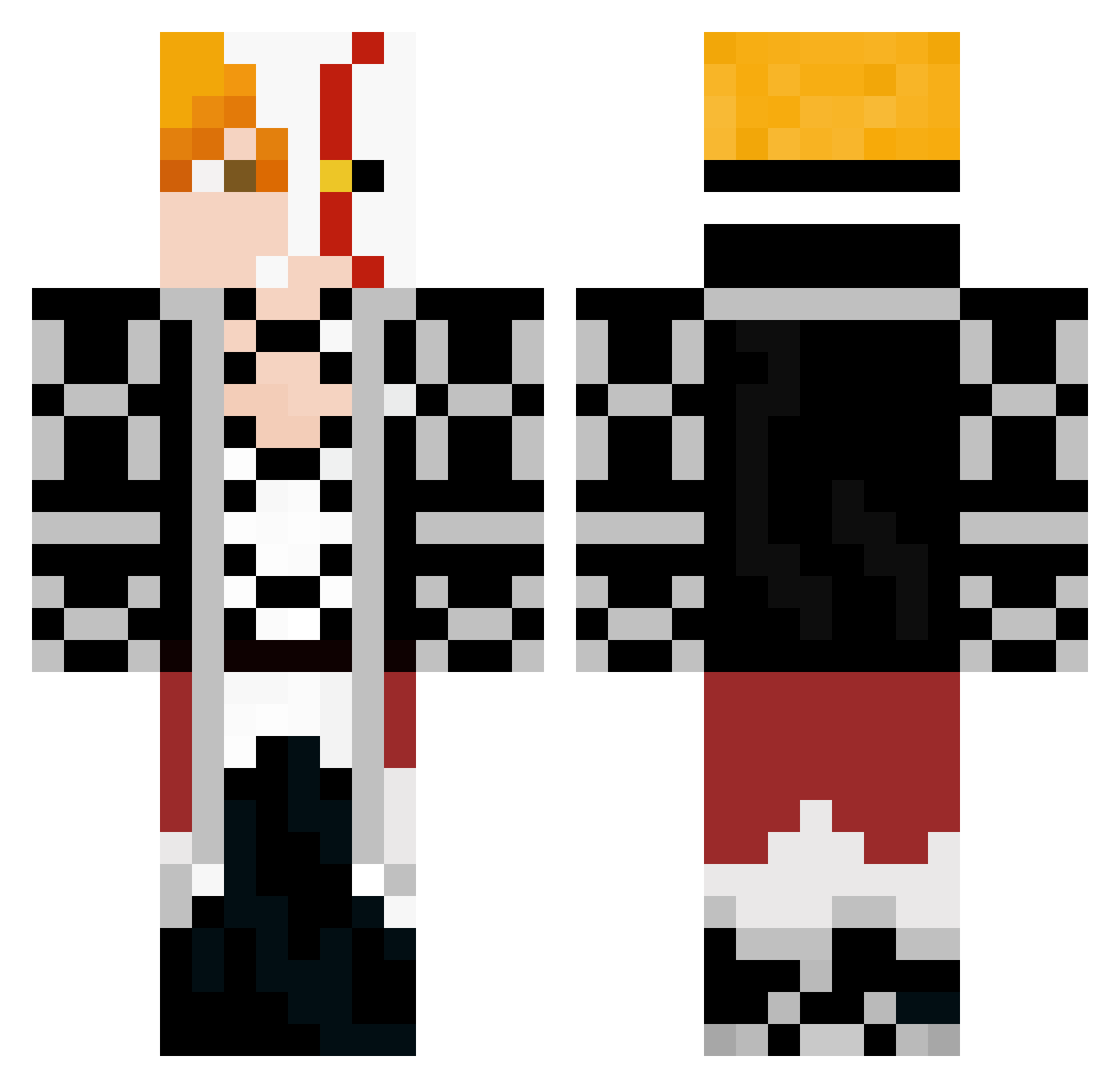BassSquidward Minecraft skin, front and back view