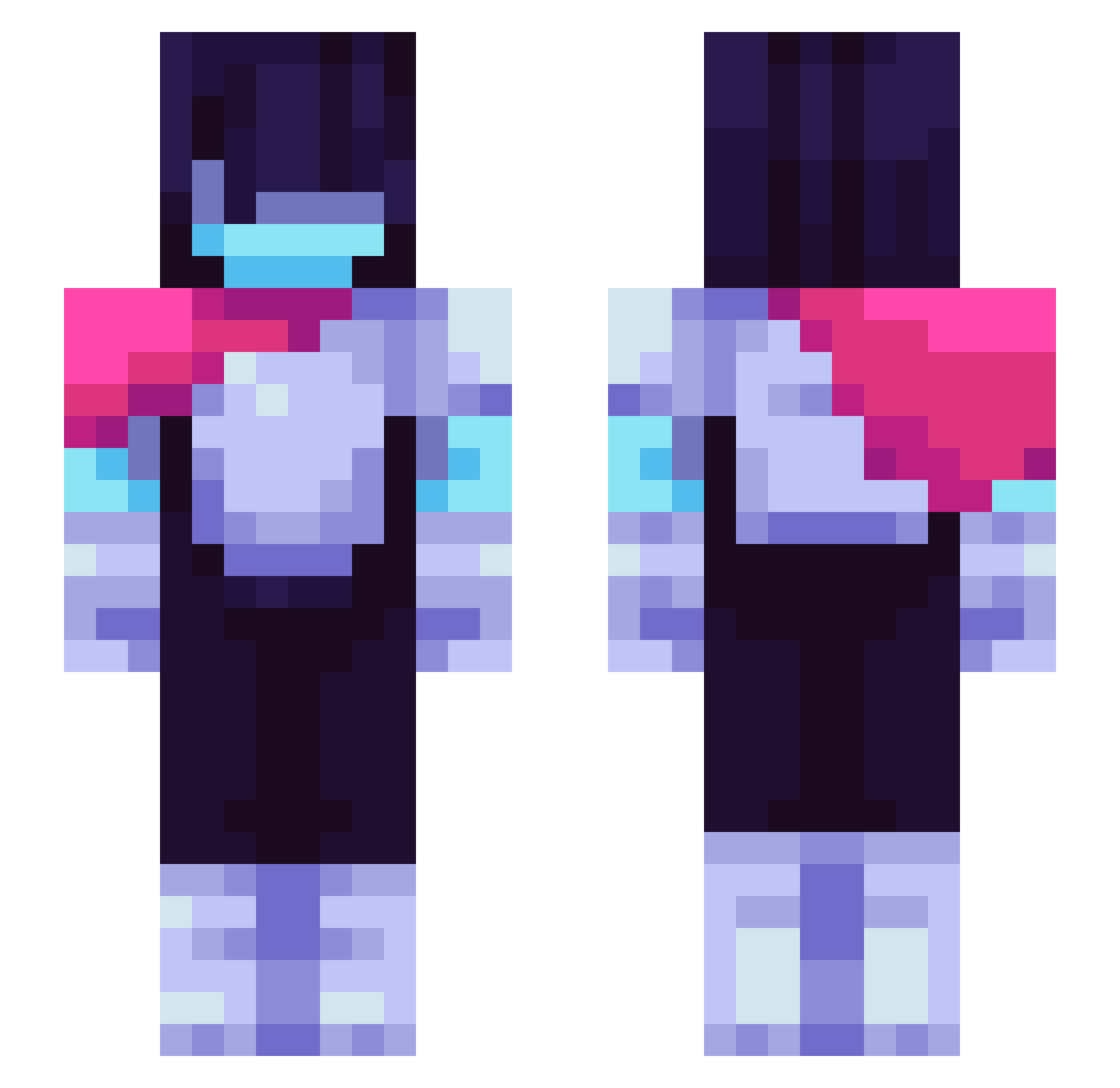 JooJNeeN Minecraft skin, front and back view