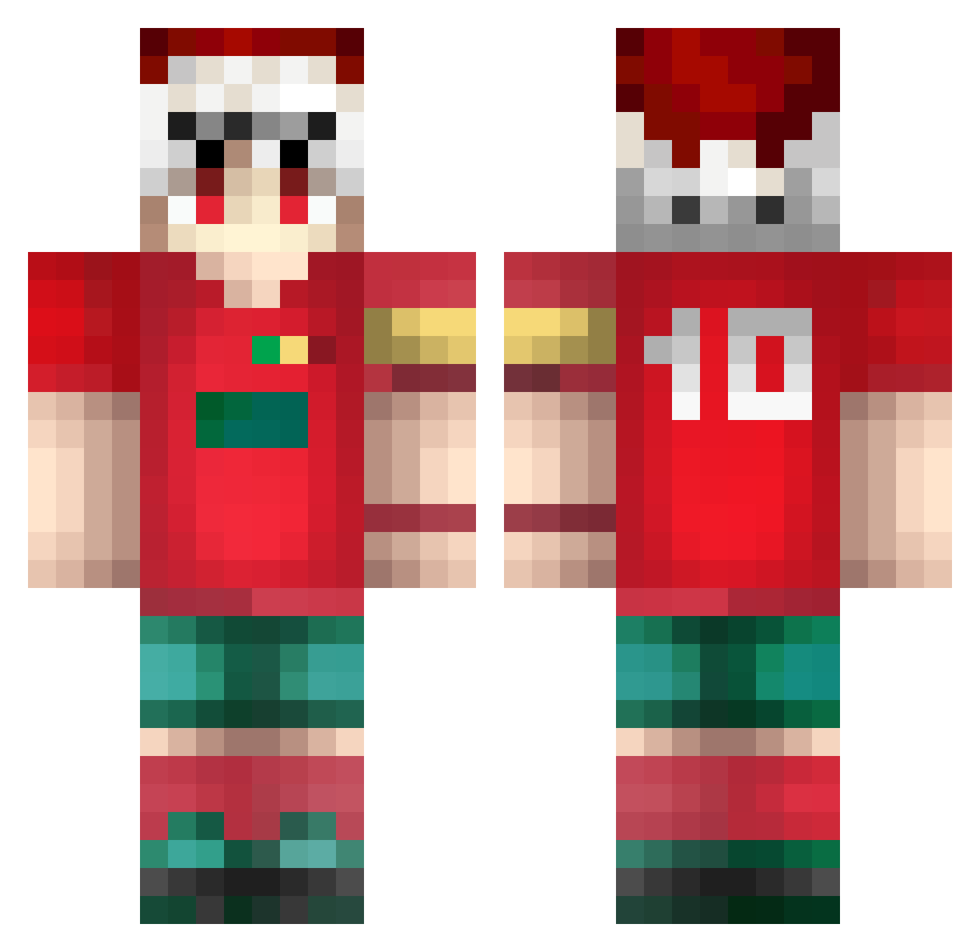 TitledB Minecraft skin, front and back view