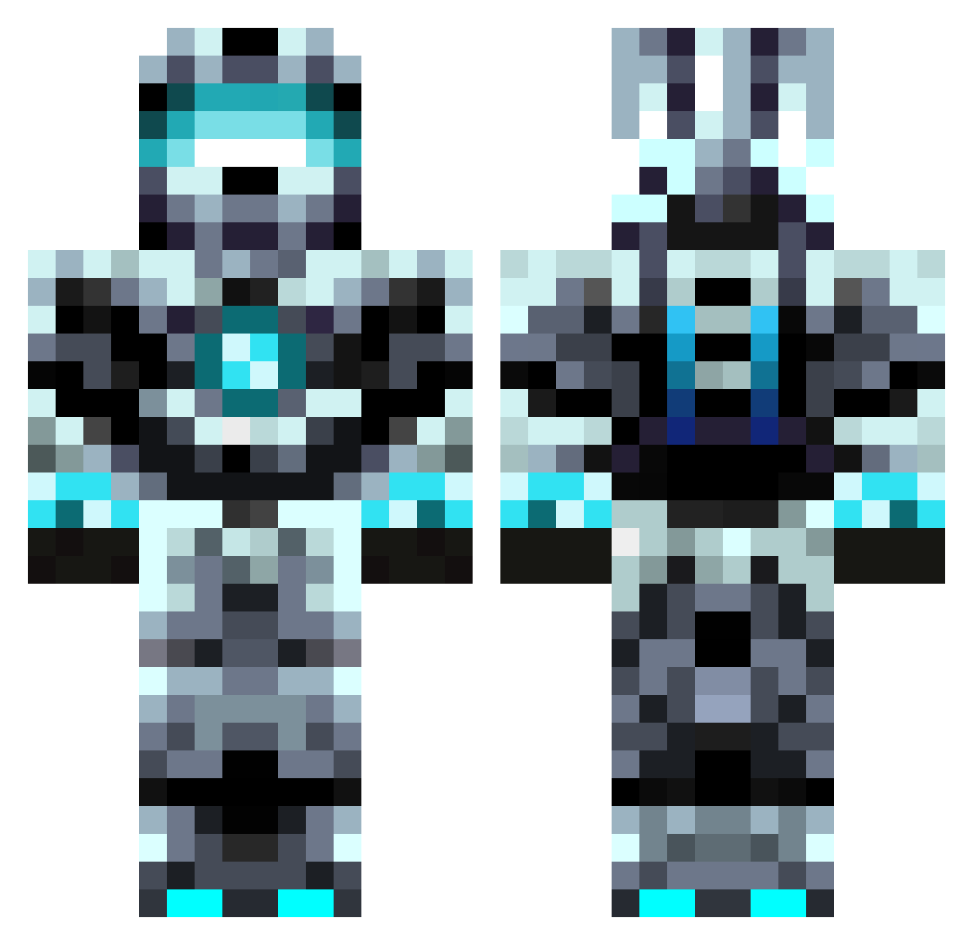 PlayerVin Minecraft skin, front and back view
