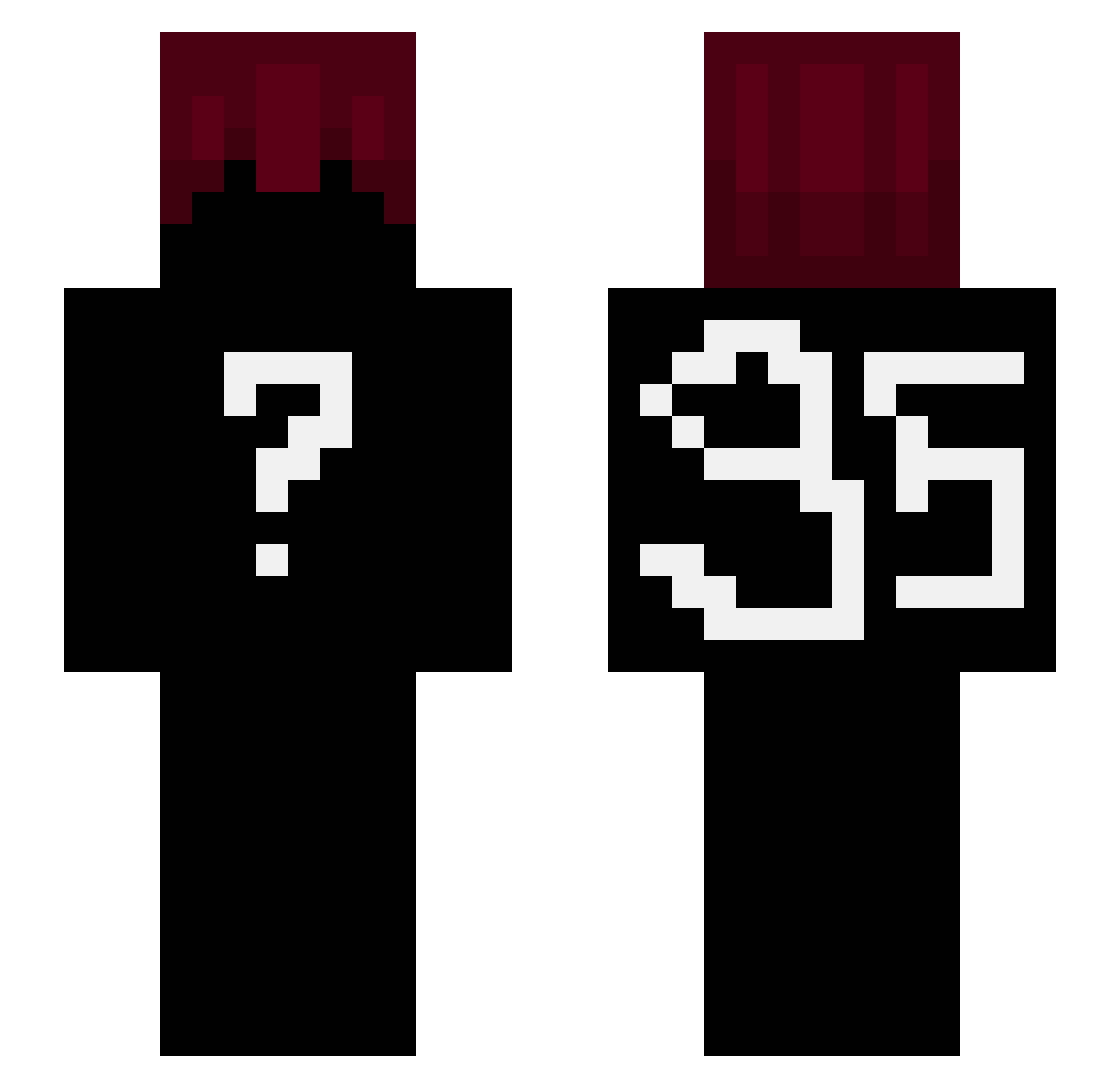 Irrationalizing Minecraft skin, front and back view