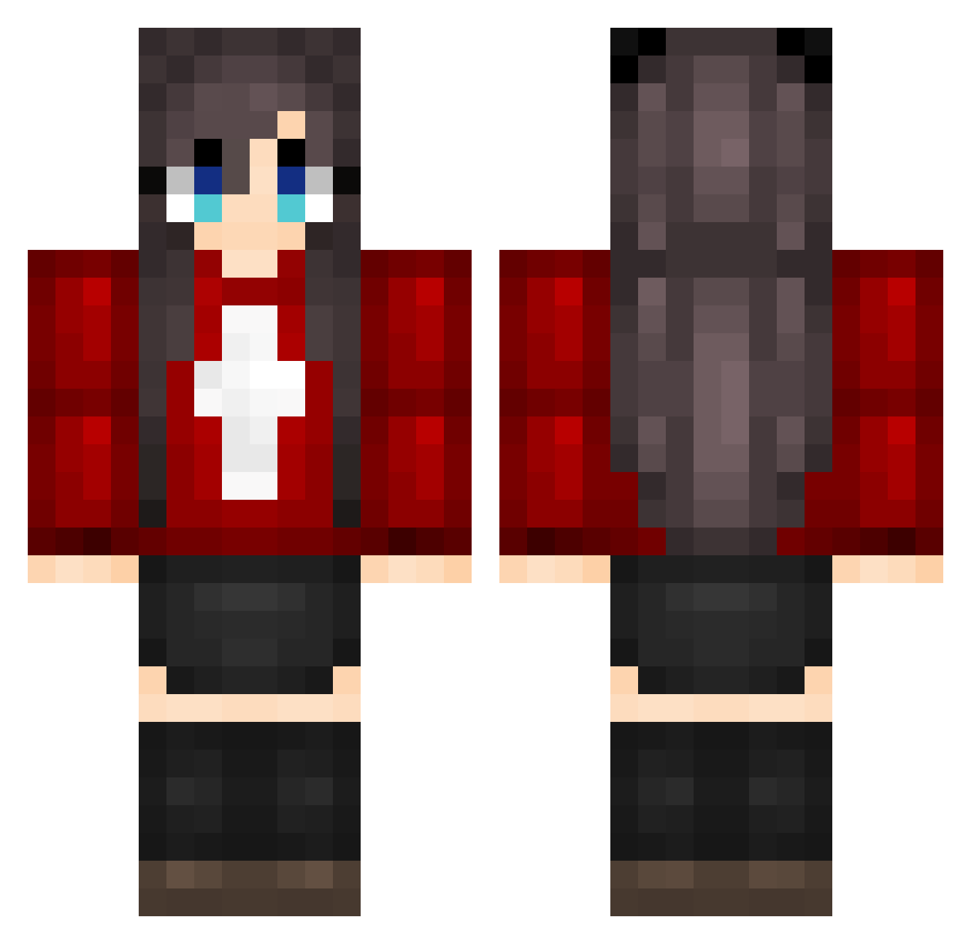 YamadaB Minecraft skin, front and back view