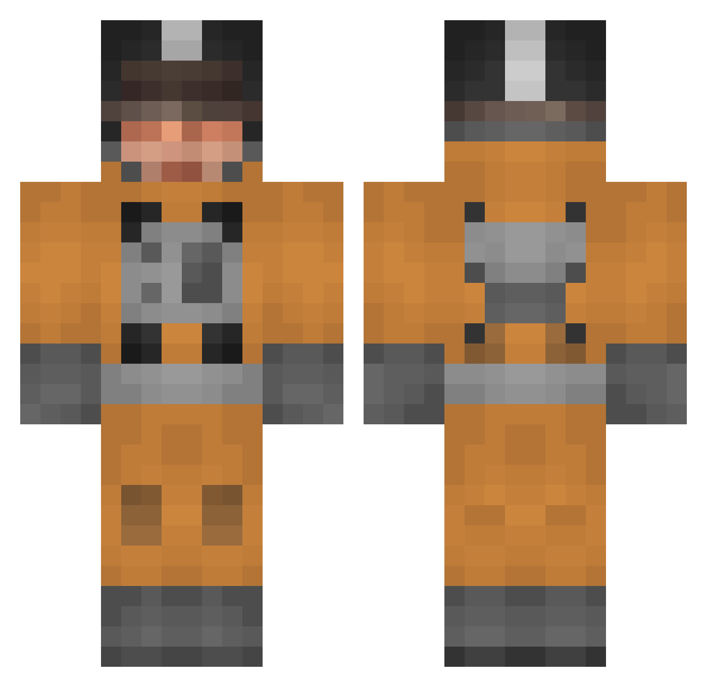Whiner Minecraft skin, front and back view