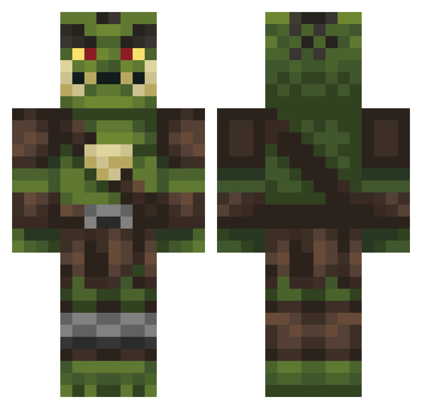Mathelor Minecraft skin, front and back view
