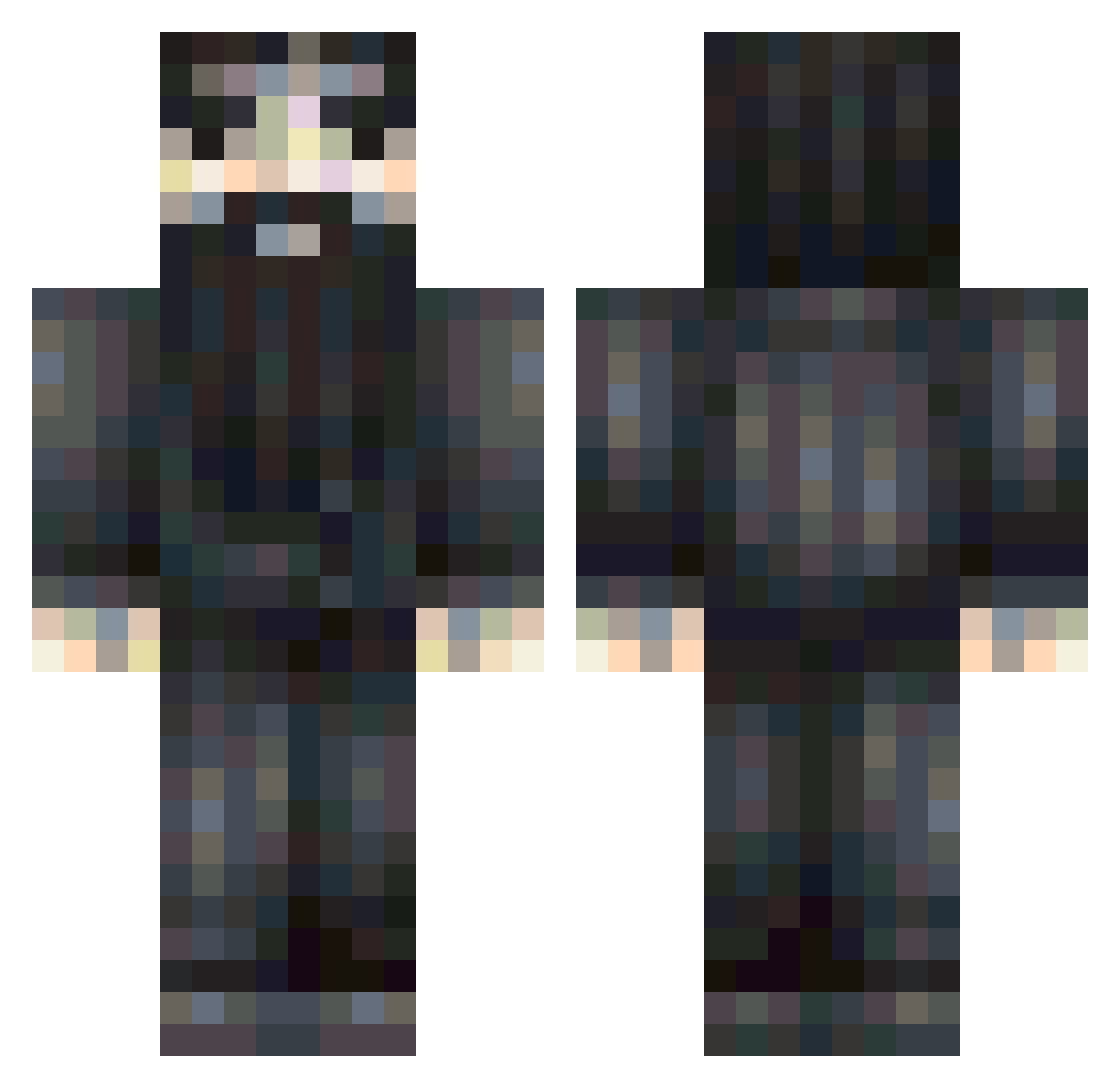 Ray_Sizim Minecraft skin, front and back view