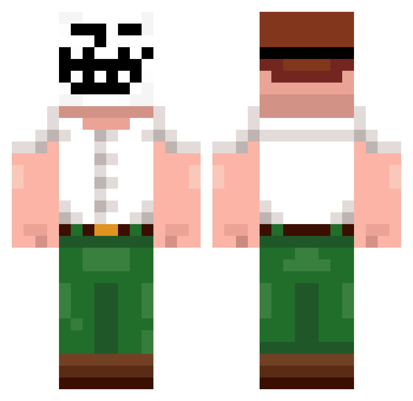 Zbieraq Minecraft skin, front and back view
